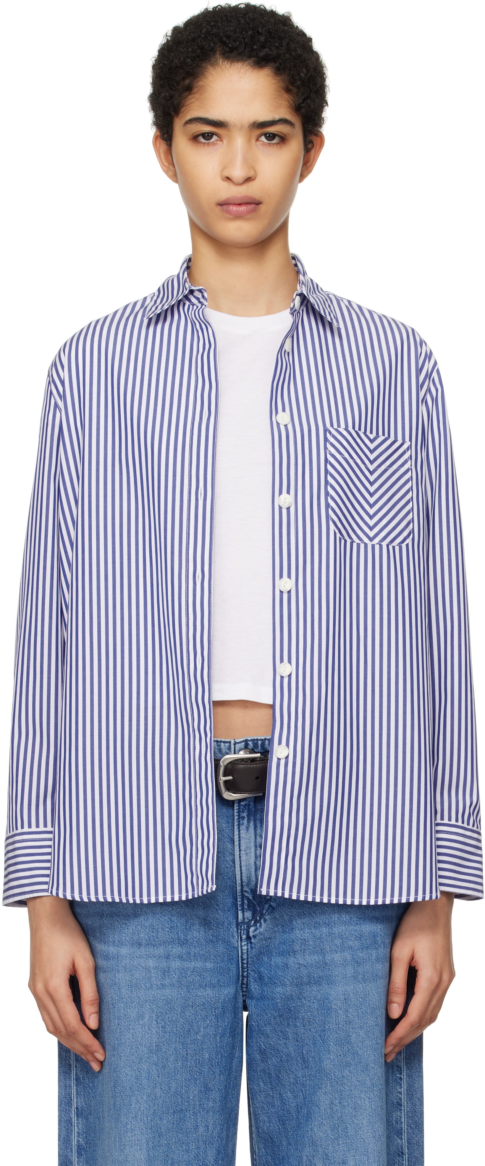 Blue 
White Maxine Poplin Shirt