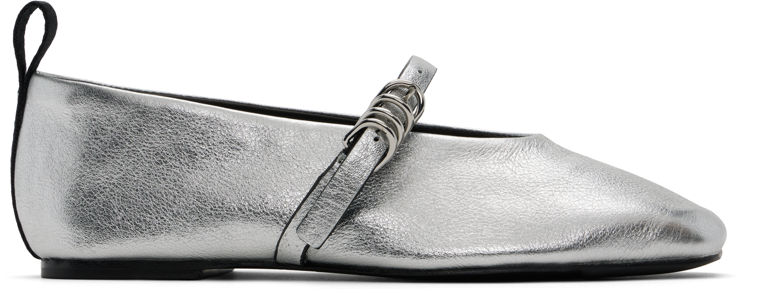 Silver & Black Spire Mary Jane Ballerina Flats