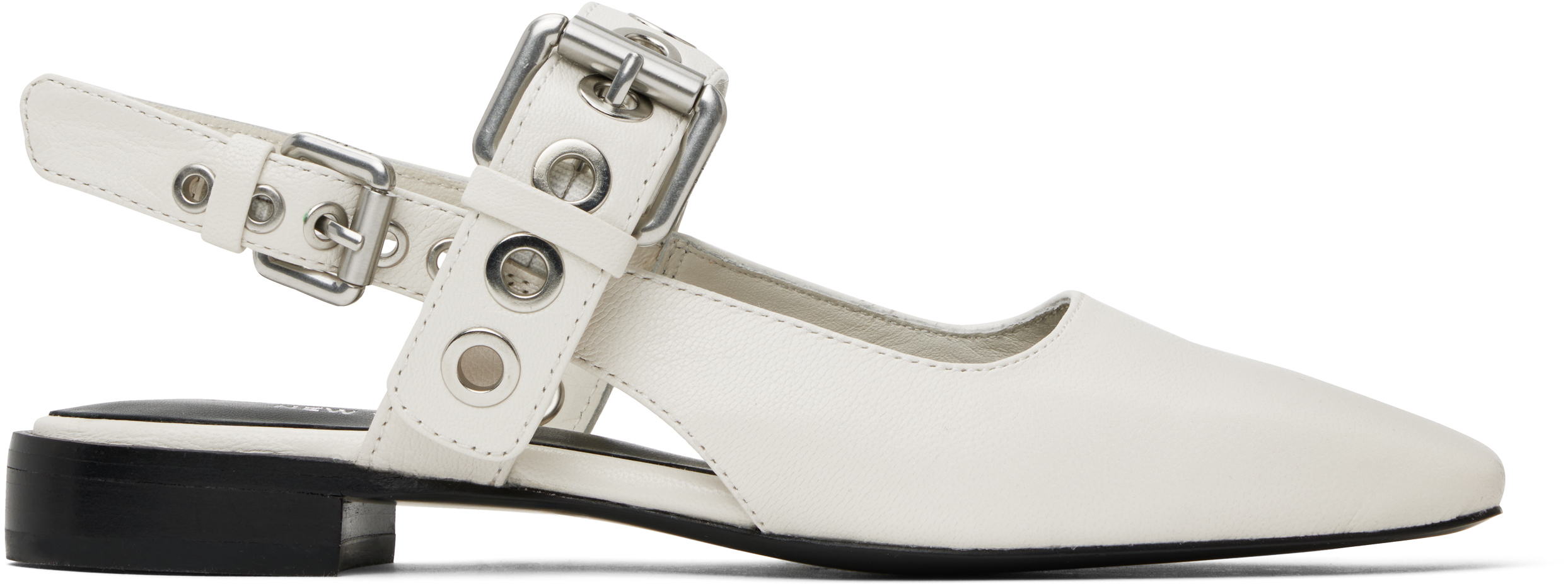 White Moto Astra Leather Slingback Slippers