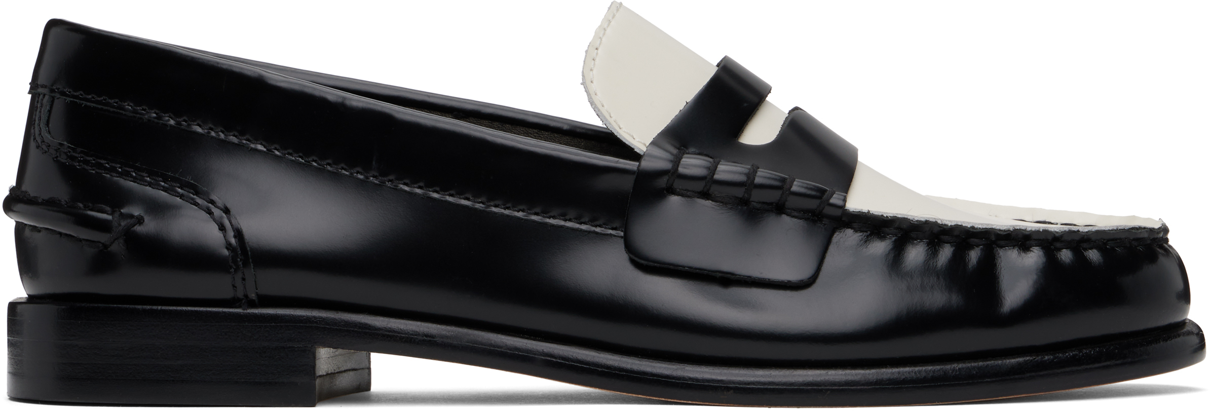 Black & White Carter Leather Loafers