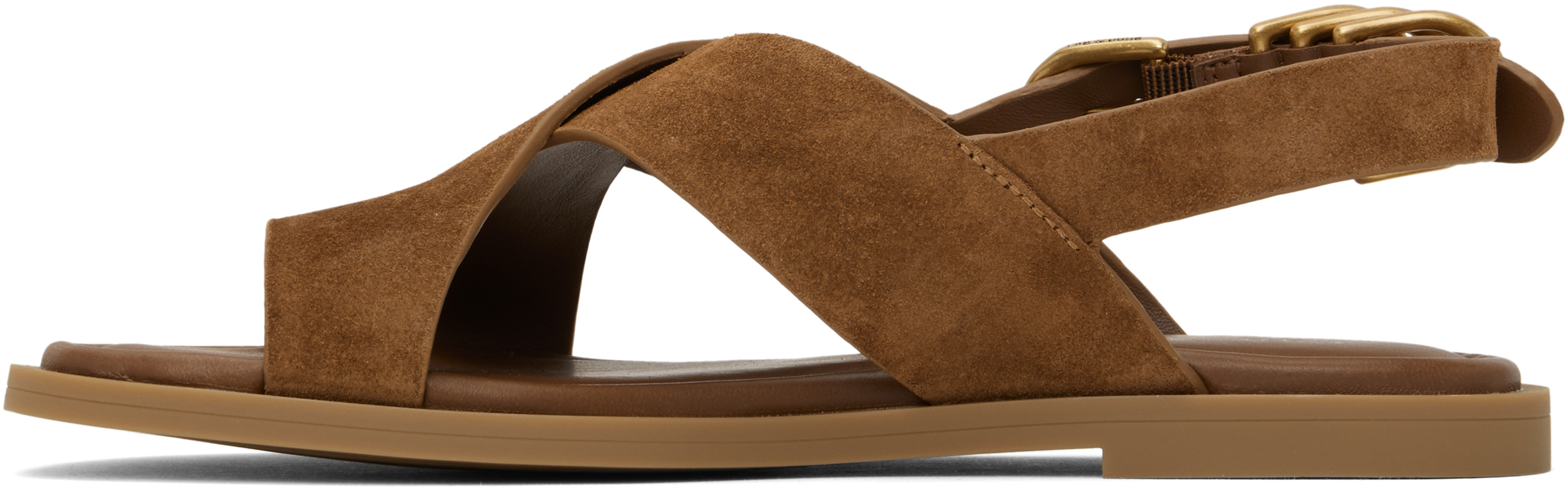 Rag & Bone Brown Gia Italian Suede Crossover Sandals In Umbersd