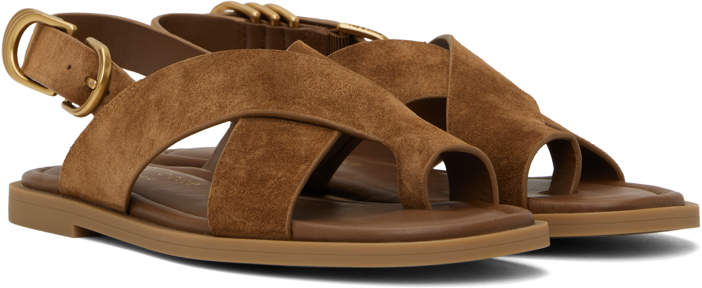 Rag & Bone Brown Gia Italian Suede Crossover Sandals In Umbersd