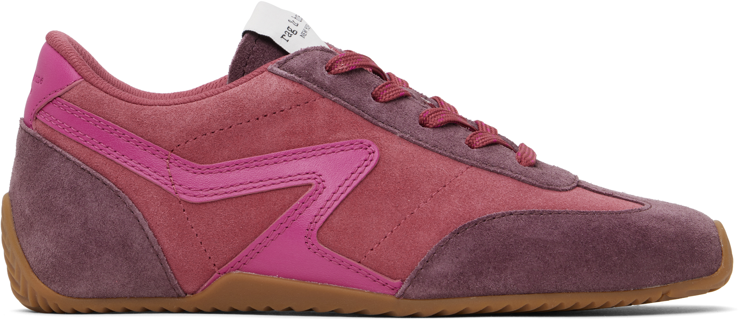 Pink 
Purple Suede Ultra Slim Retro Runner Sneakers