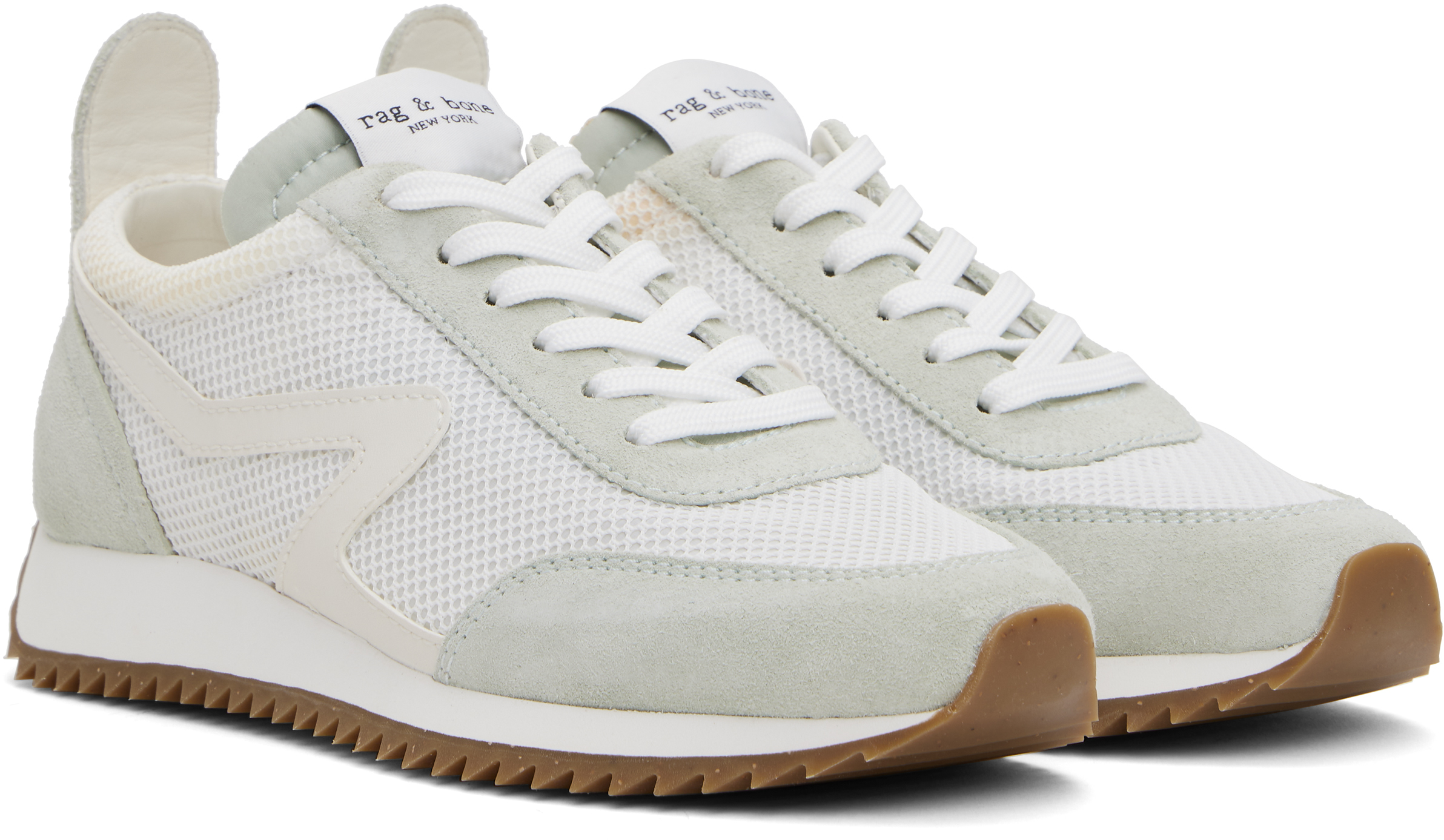 Rag & Bone Off-white & Green Retro Runner Sneakers In Offwhtmint