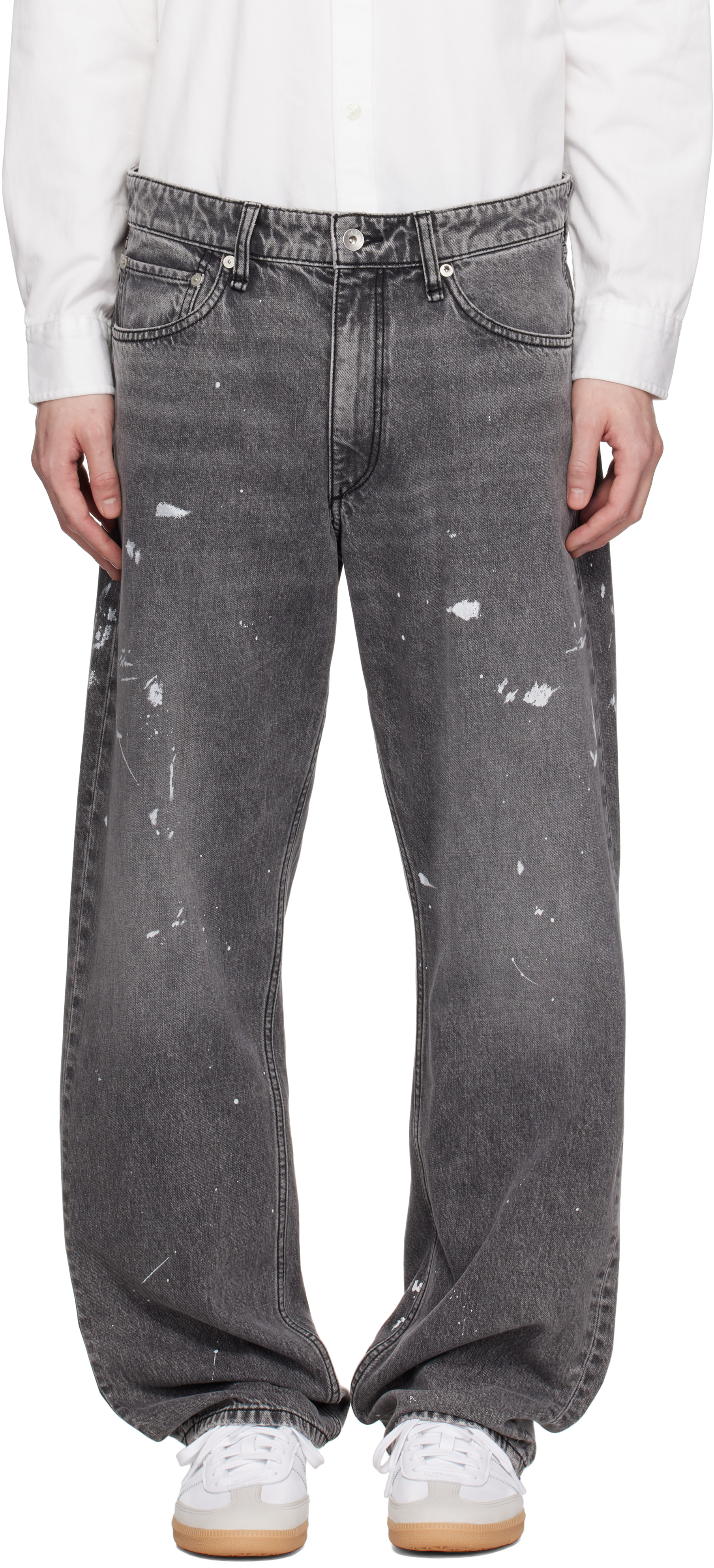 Rag & Bone Gray Fit 4 Hand-painted Straight Fit Jeans In Painted Ch