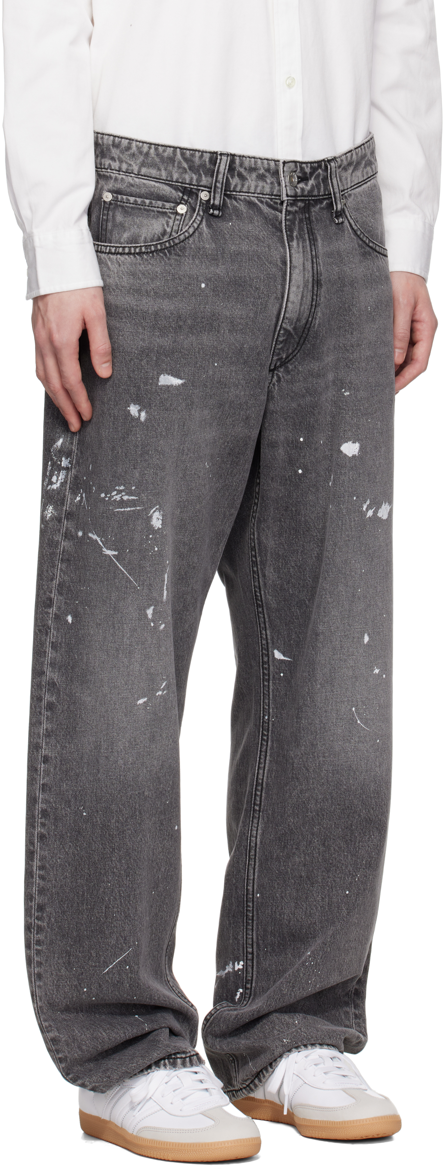 Rag & Bone Gray Fit 4 Hand-painted Straight Fit Jeans In Painted Ch