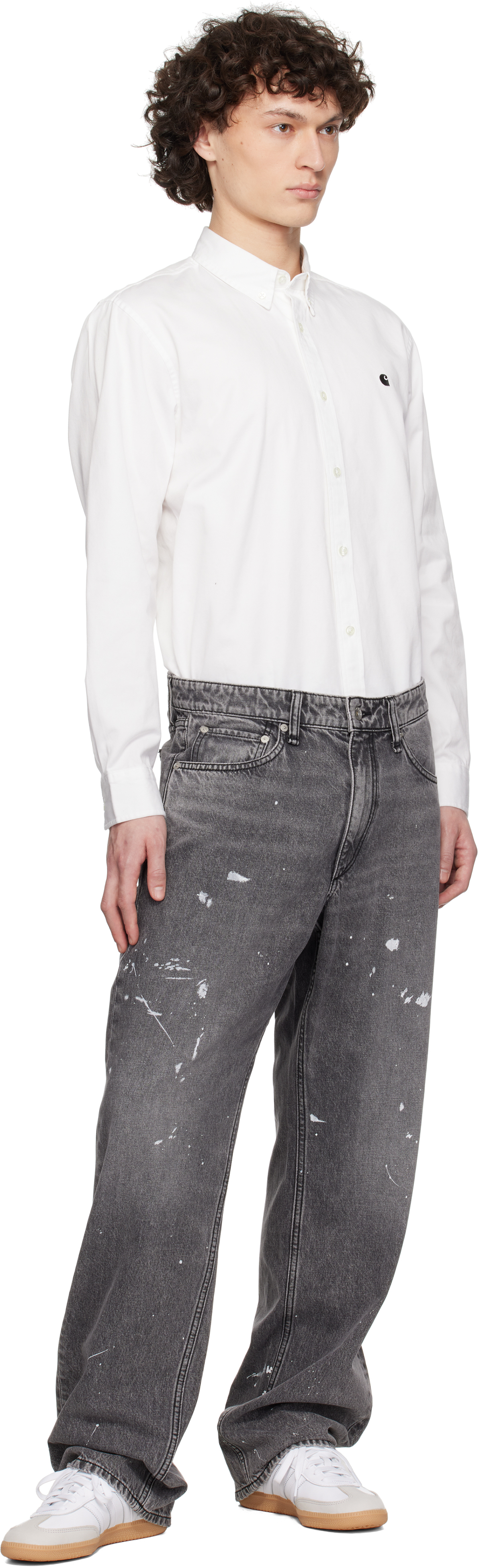 Rag & Bone Gray Fit 4 Hand-painted Straight Fit Jeans In Painted Ch