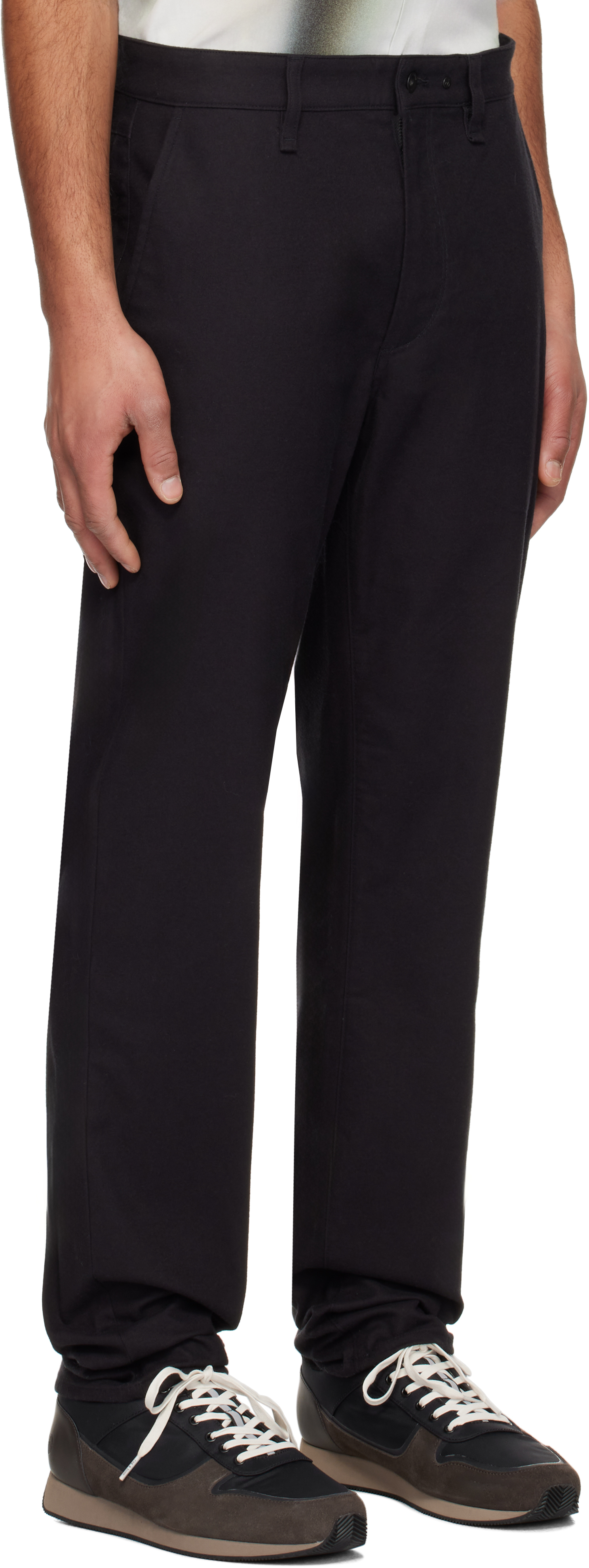 Rag & Bone Black Standard Flannel Chino Trousers In Black
