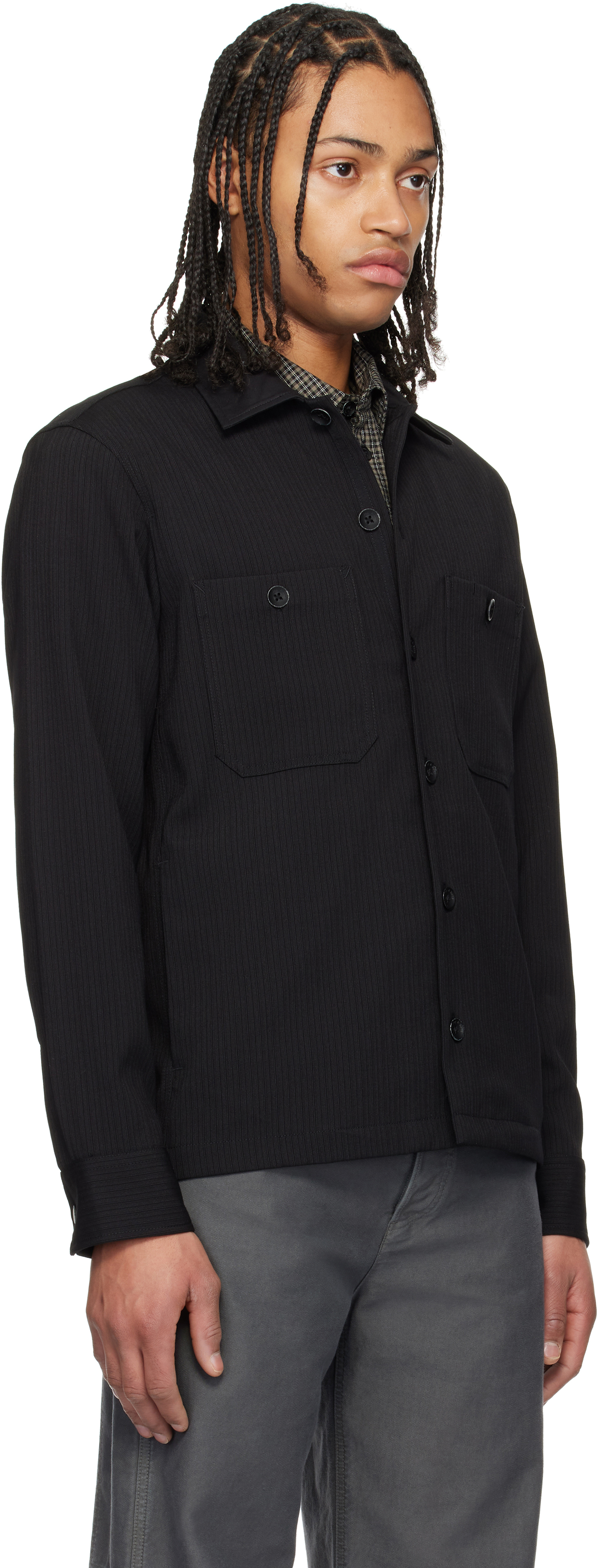 Rag & Bone Black Hyde Striped Overshirt In Blkpinstri
