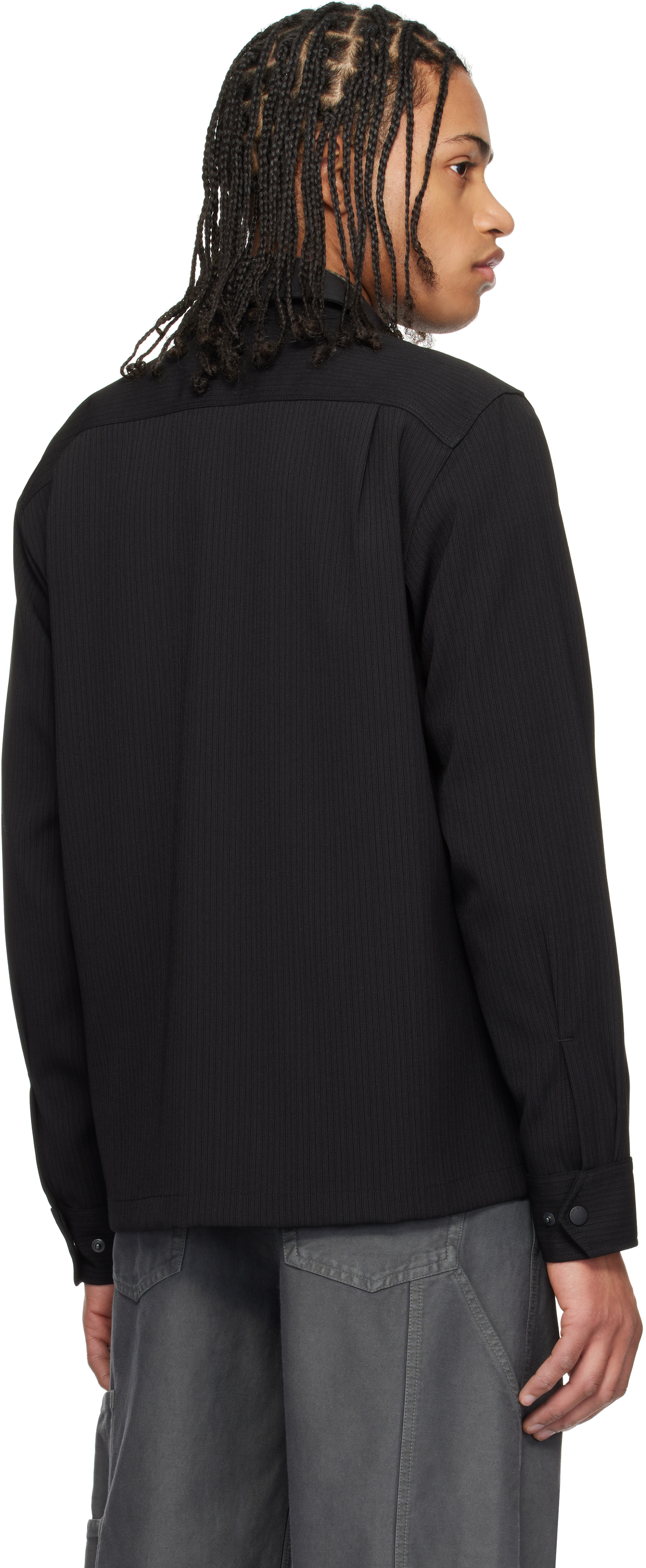 Rag & Bone Black Hyde Striped Overshirt In Blkpinstri
