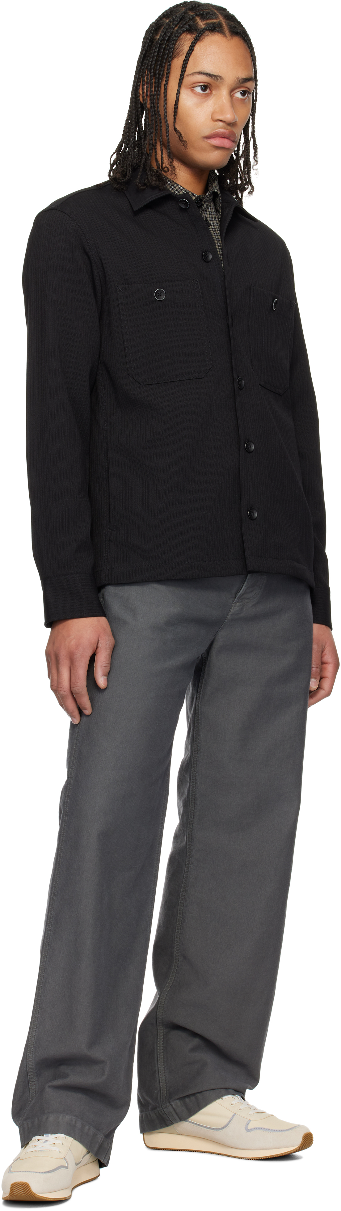 Rag & Bone Black Hyde Striped Overshirt In Blkpinstri
