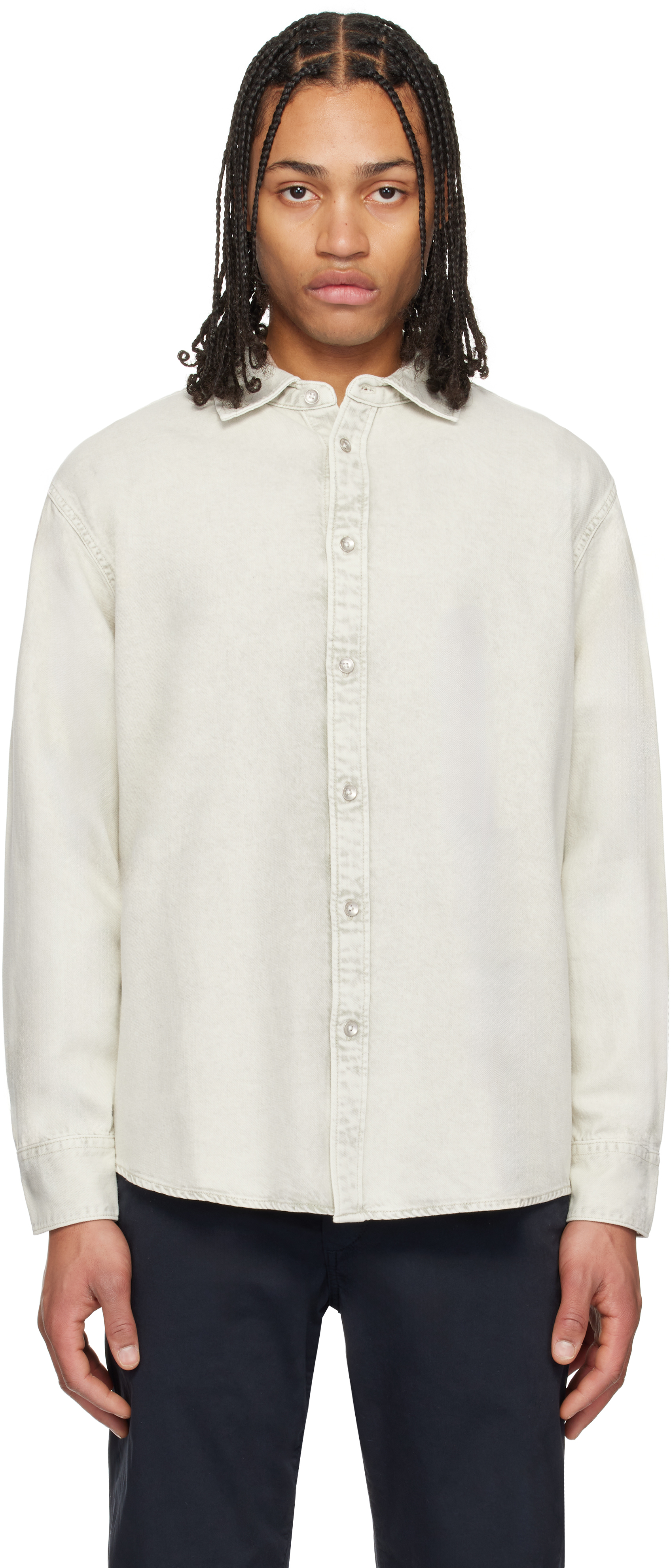 Rag & Bone Off-white Matthew Denim Shirt In Cloudcover