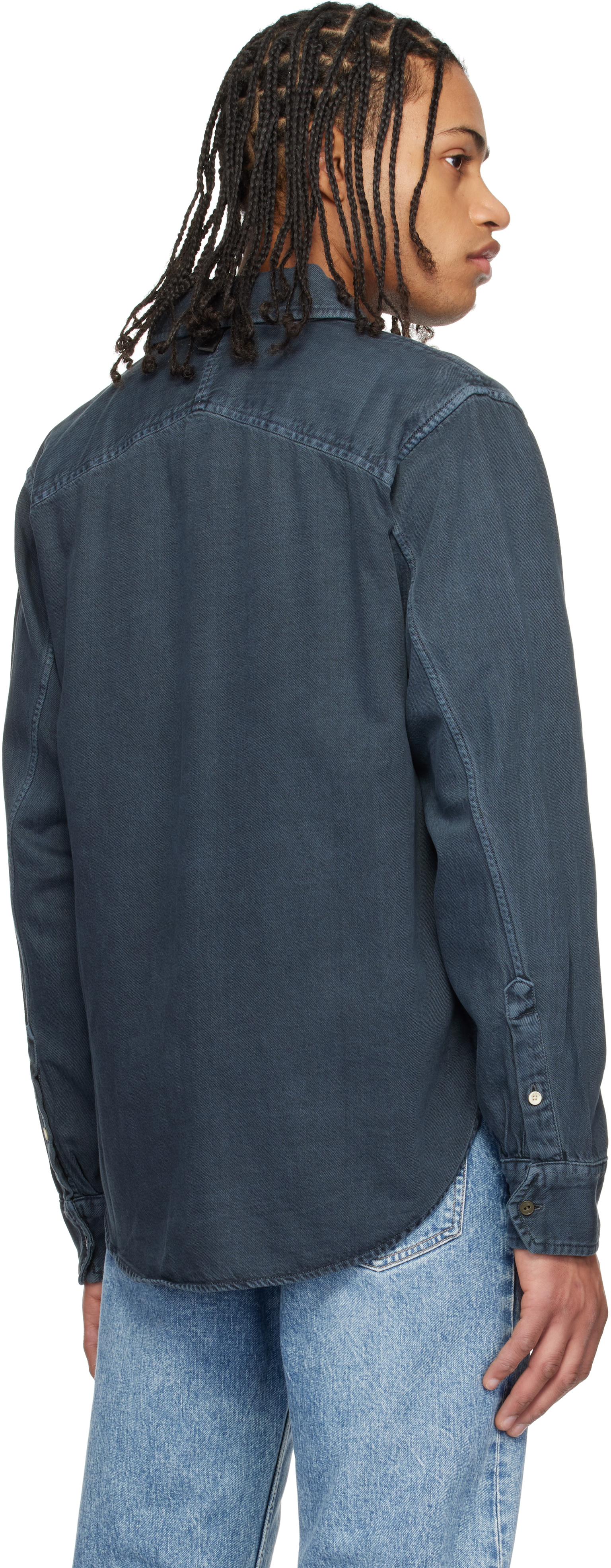 Rag & Bone Navy Featherweight Denim Shirt In Minna