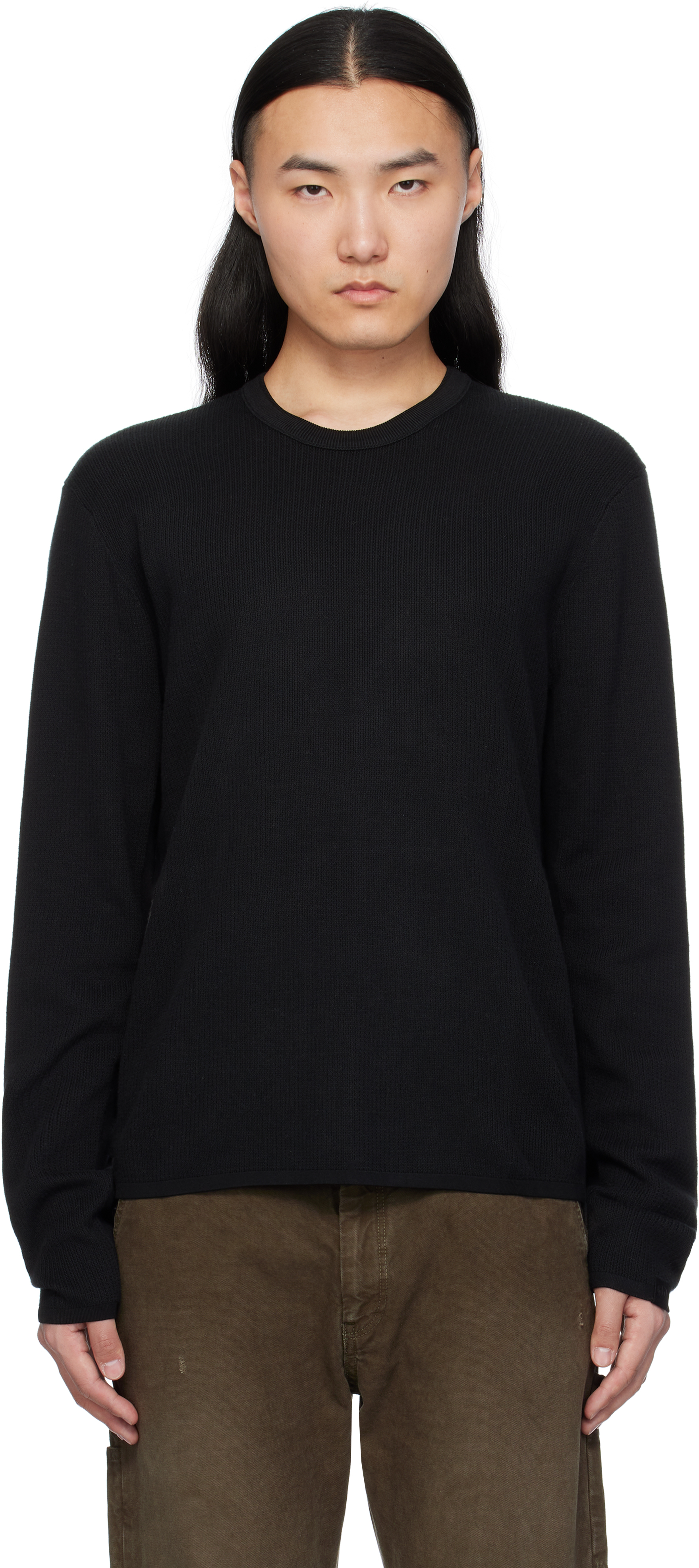 Rag & Bone Black Harvey Crew Sweater In Blk/blk