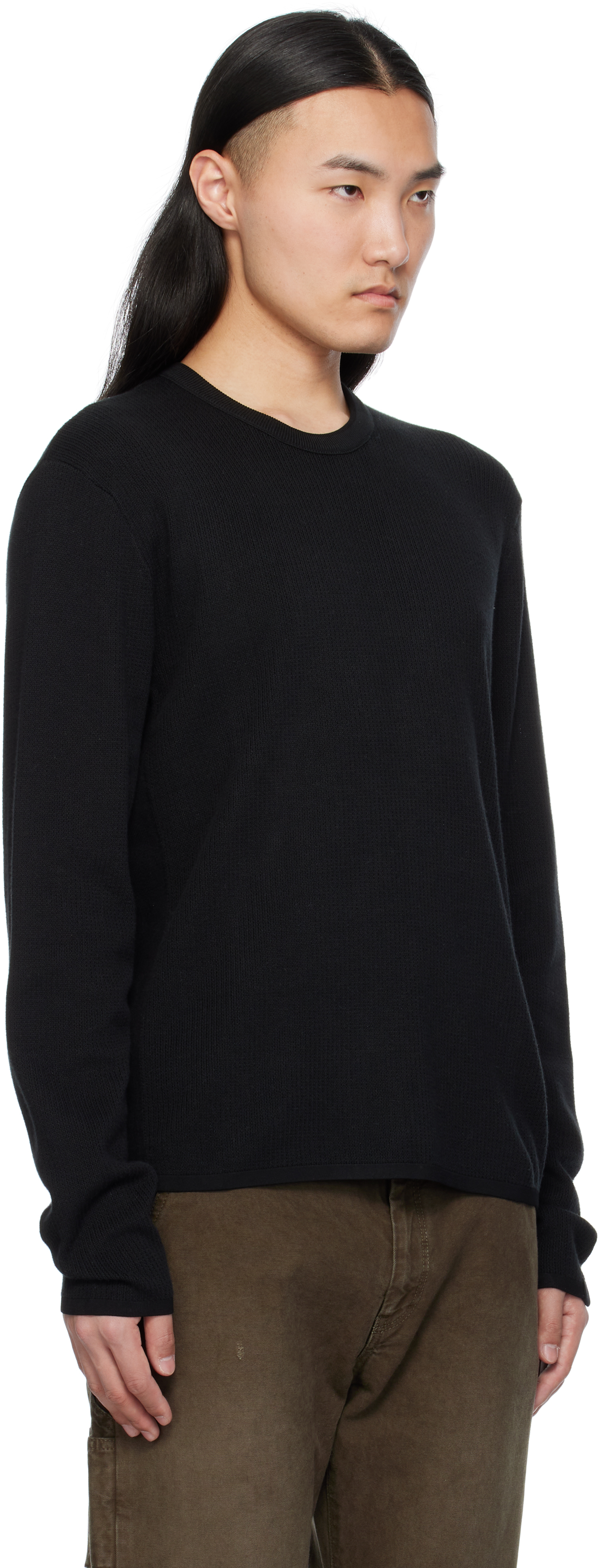Rag & Bone Black Harvey Crew Sweater In Blk/blk