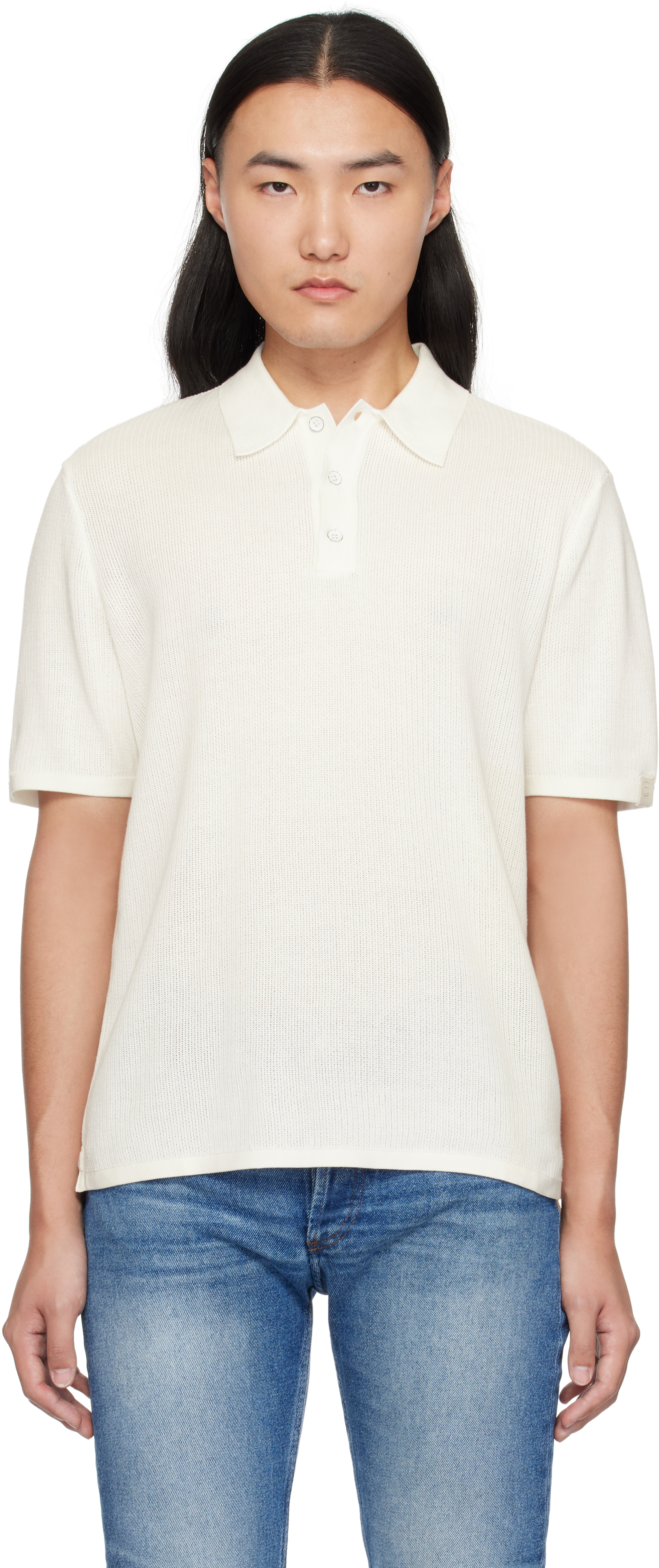 White Harvey Knit Polo