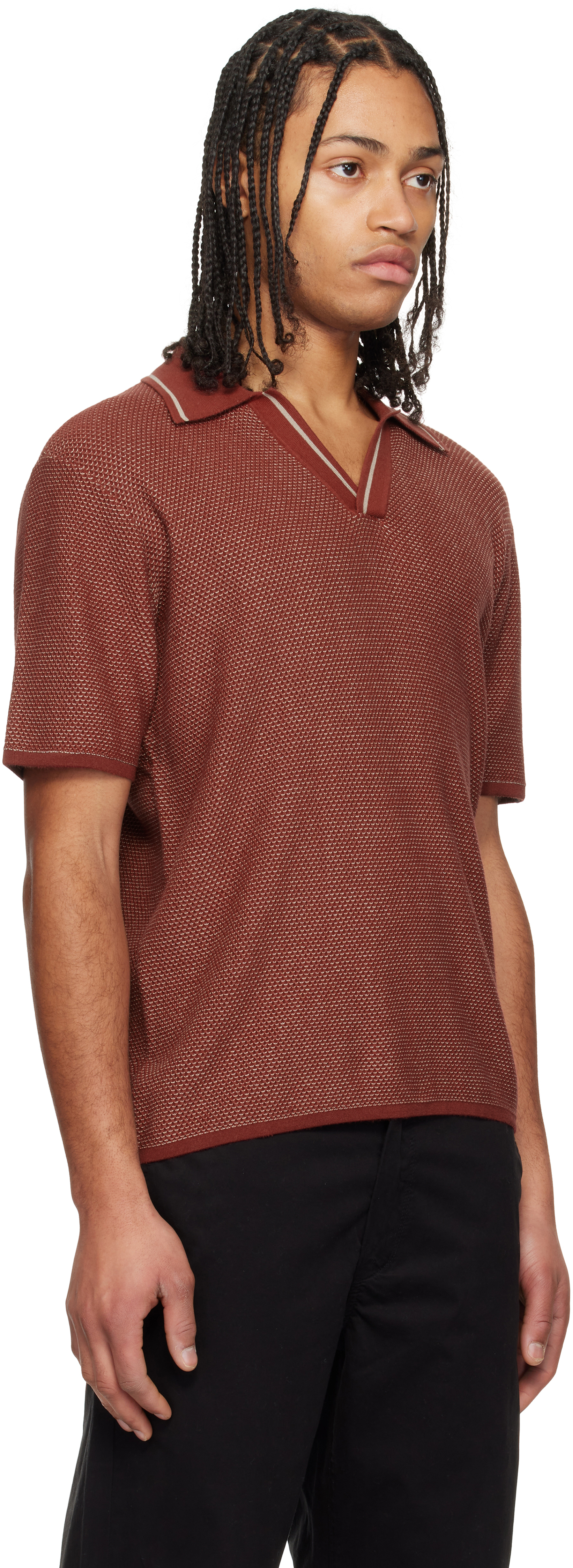 Rag & Bone Burgundy Harvey Jonny Collar Polo In Maroon