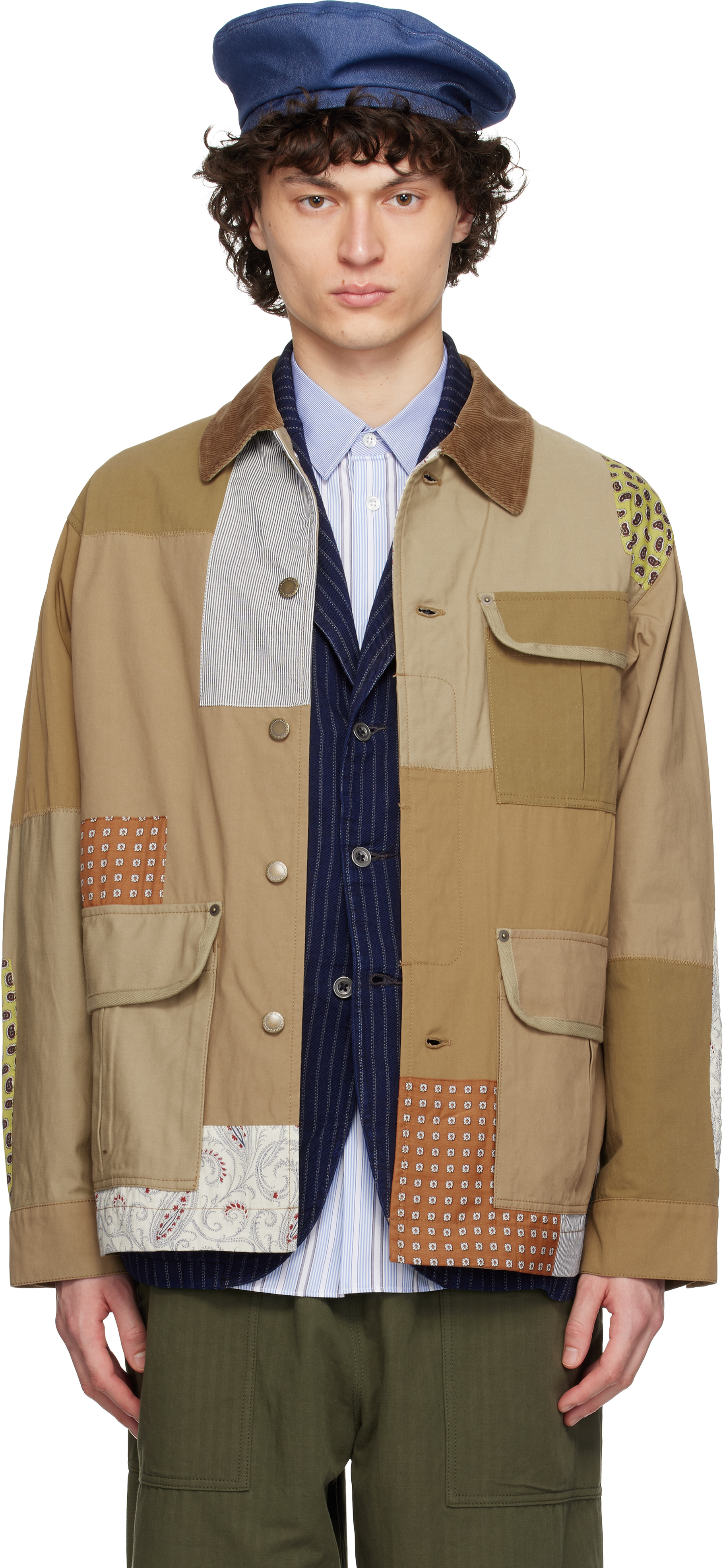 Khaki Nylon Back Satin Mix Jacket