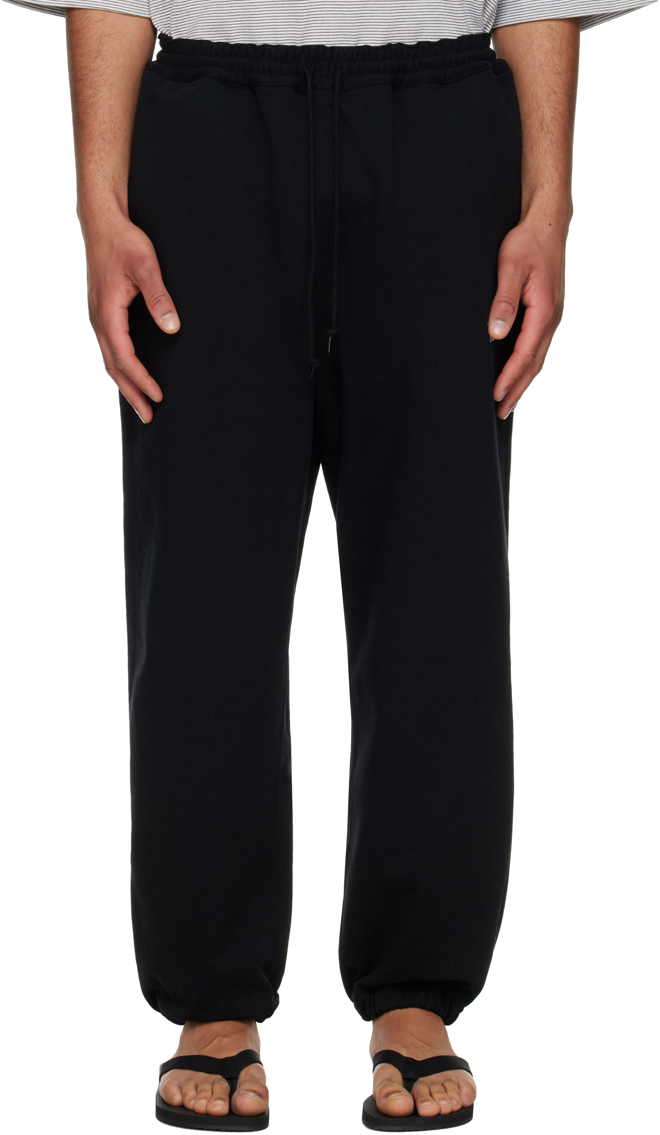 Comme des Garçons Homme: Black Terry Cloth Sweatpants | SSENSE