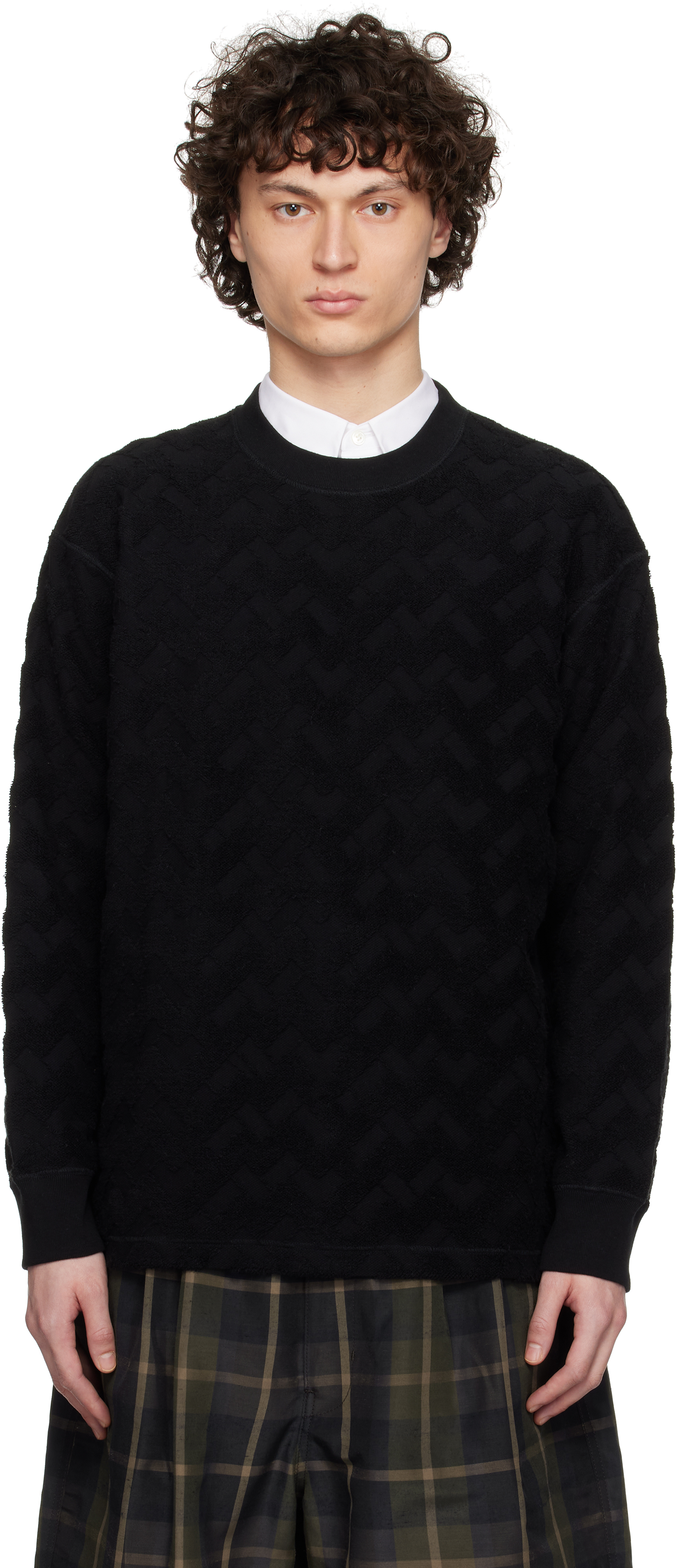 Comme Des Garçons Homme Deux Black Pilled Jacquard Check Pattern Sweatshirt In Black