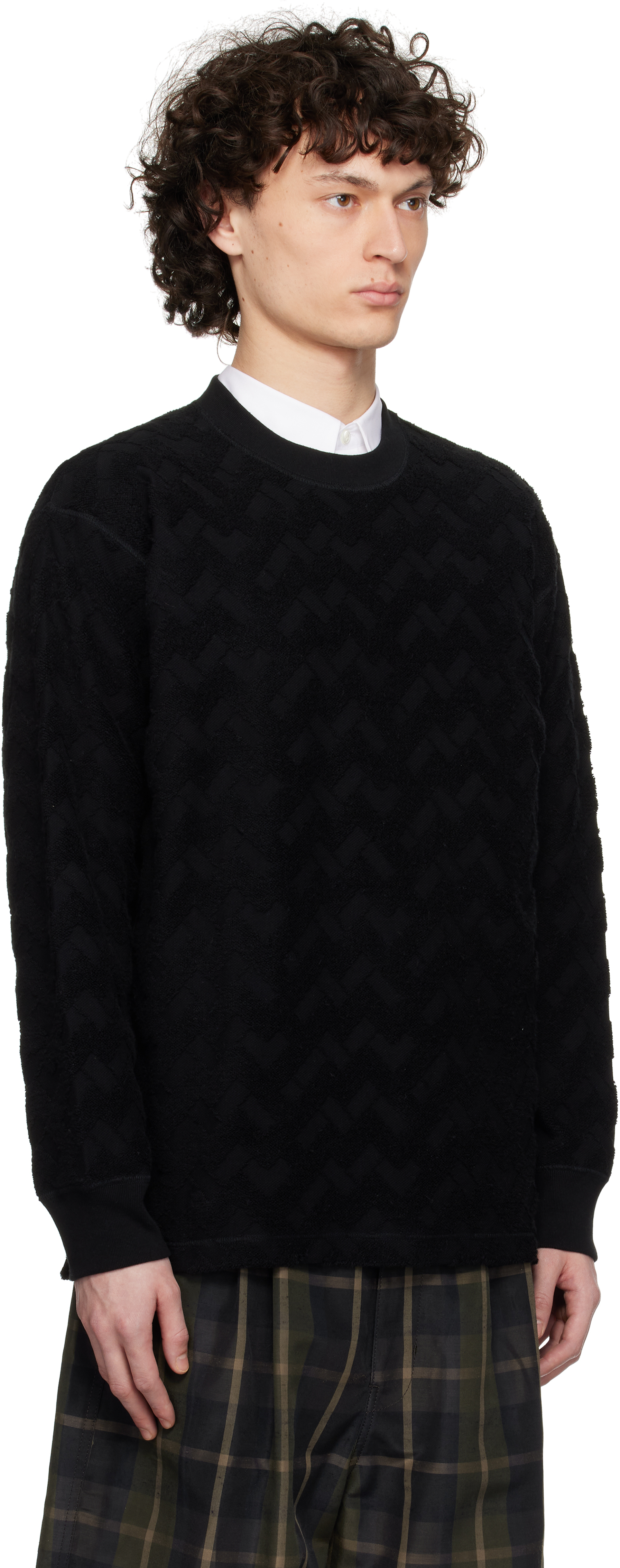 Comme Des Garçons Homme Deux Black Pilled Jacquard Check Pattern Sweatshirt In Black