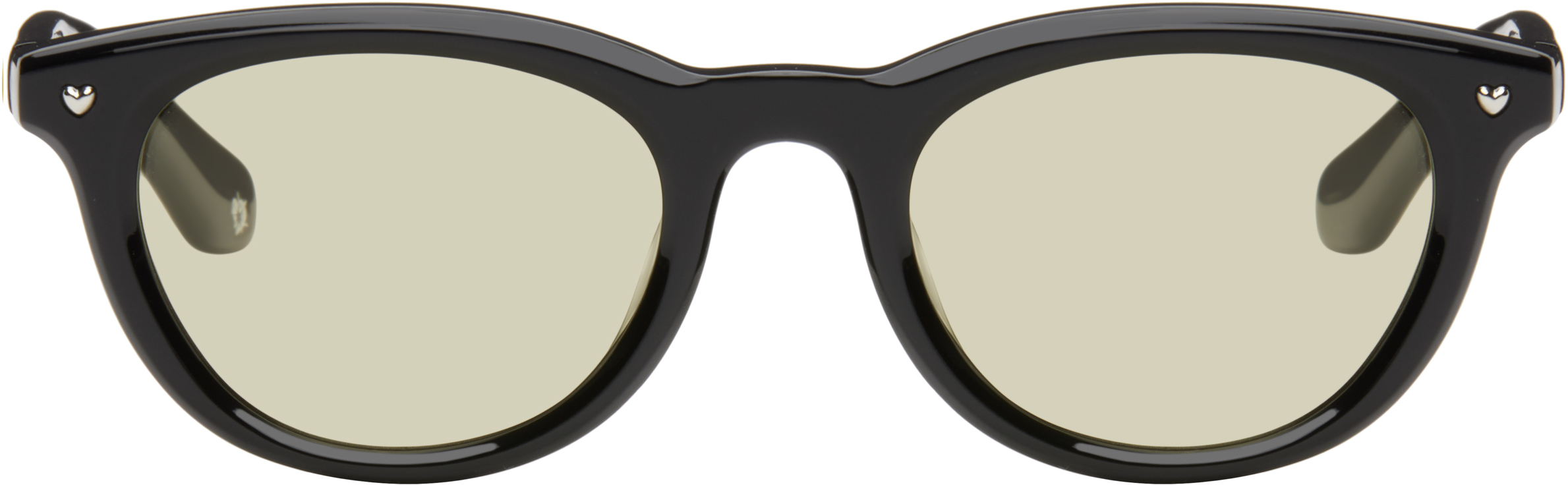 Bonnie Clyde Black Rom-com Sunglasses In Black/olive