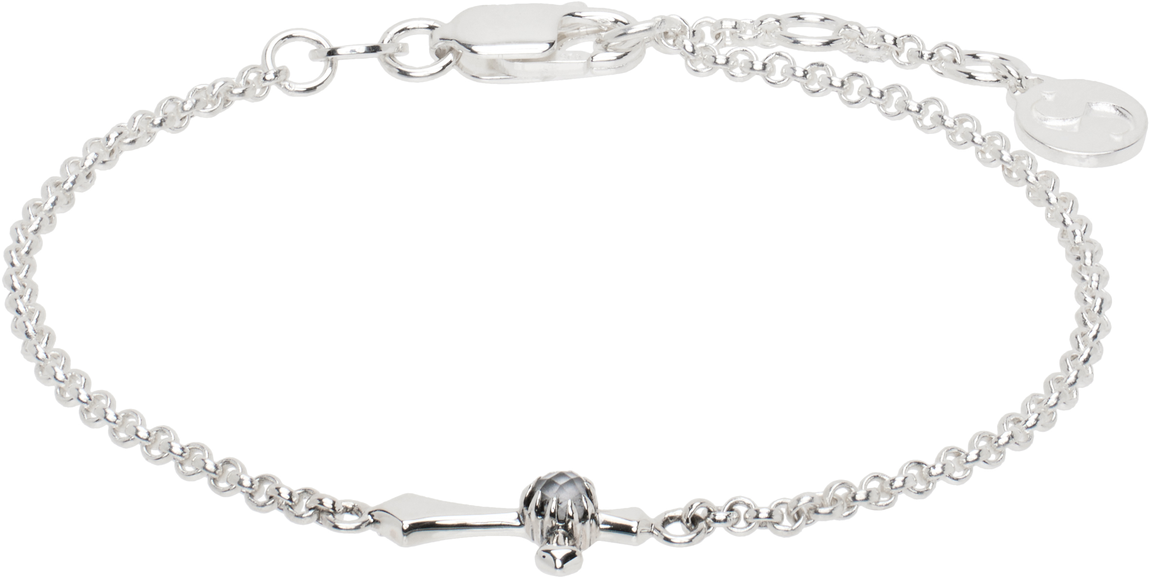 SSENSE Exclusive Silver Gothic Side Cross Bracelet