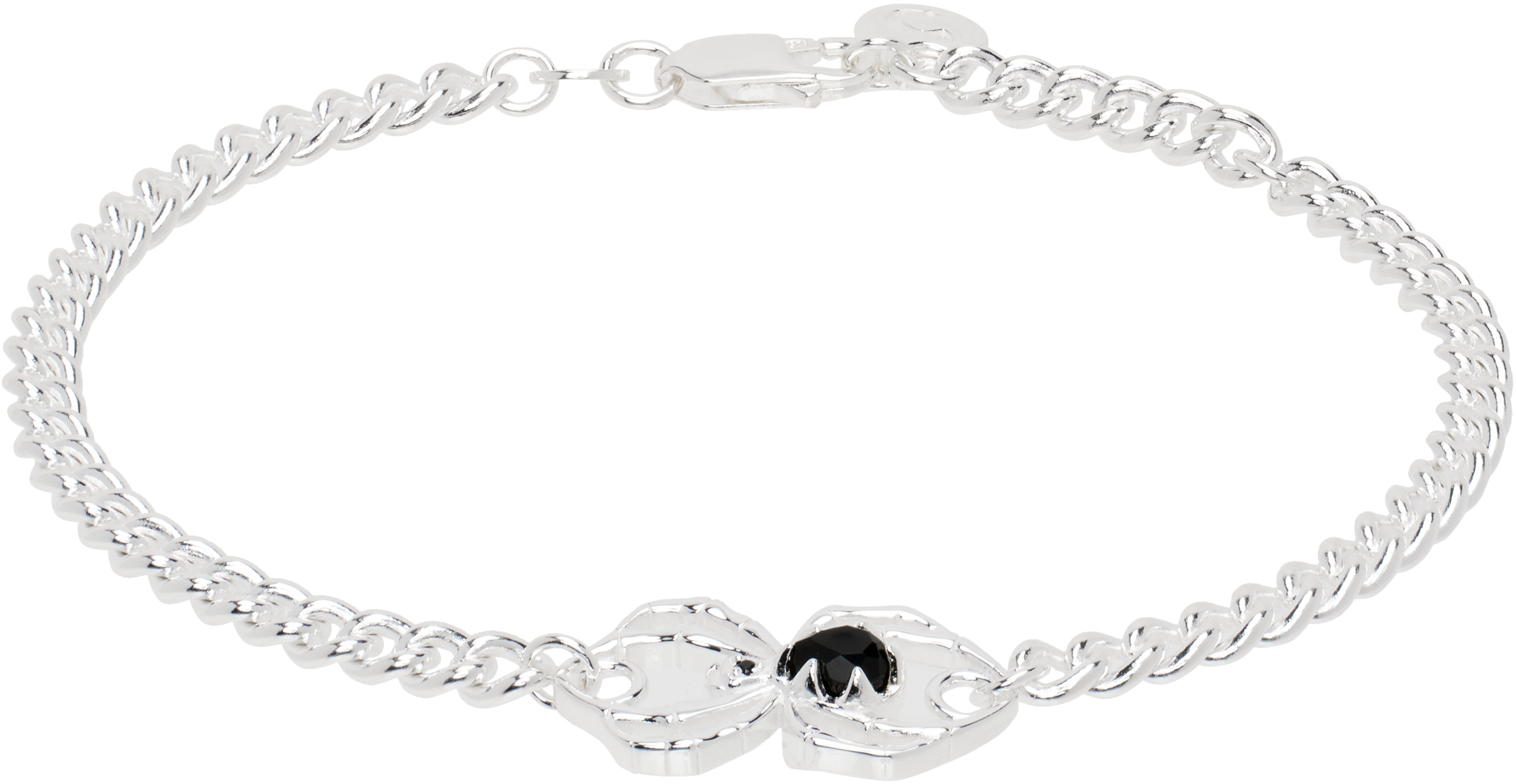 Stolen Girlfriends Club Silver Onyx Spider Bracelet In White