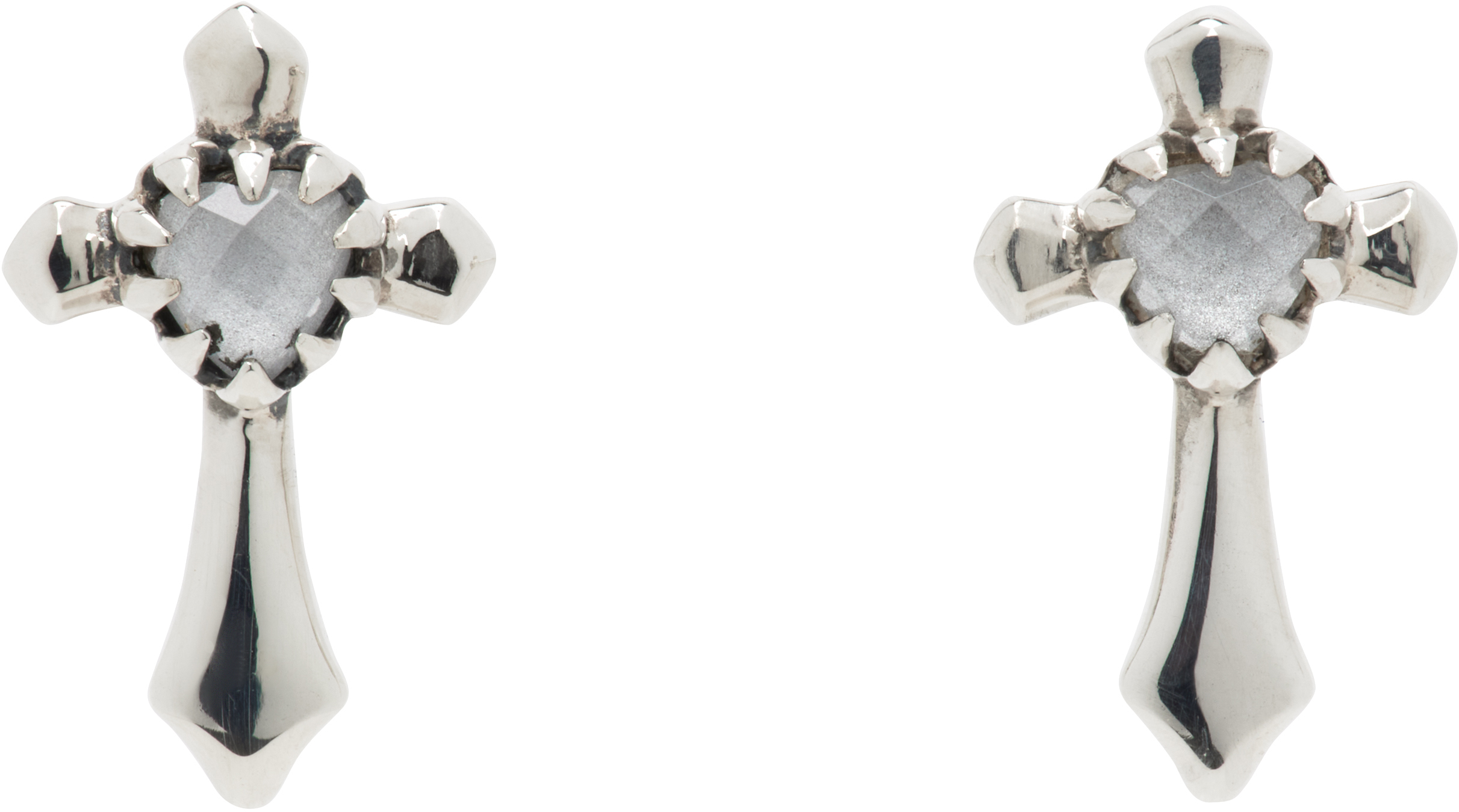 SSENSE Exclusive Silver Gothic Cross Stud Earrings