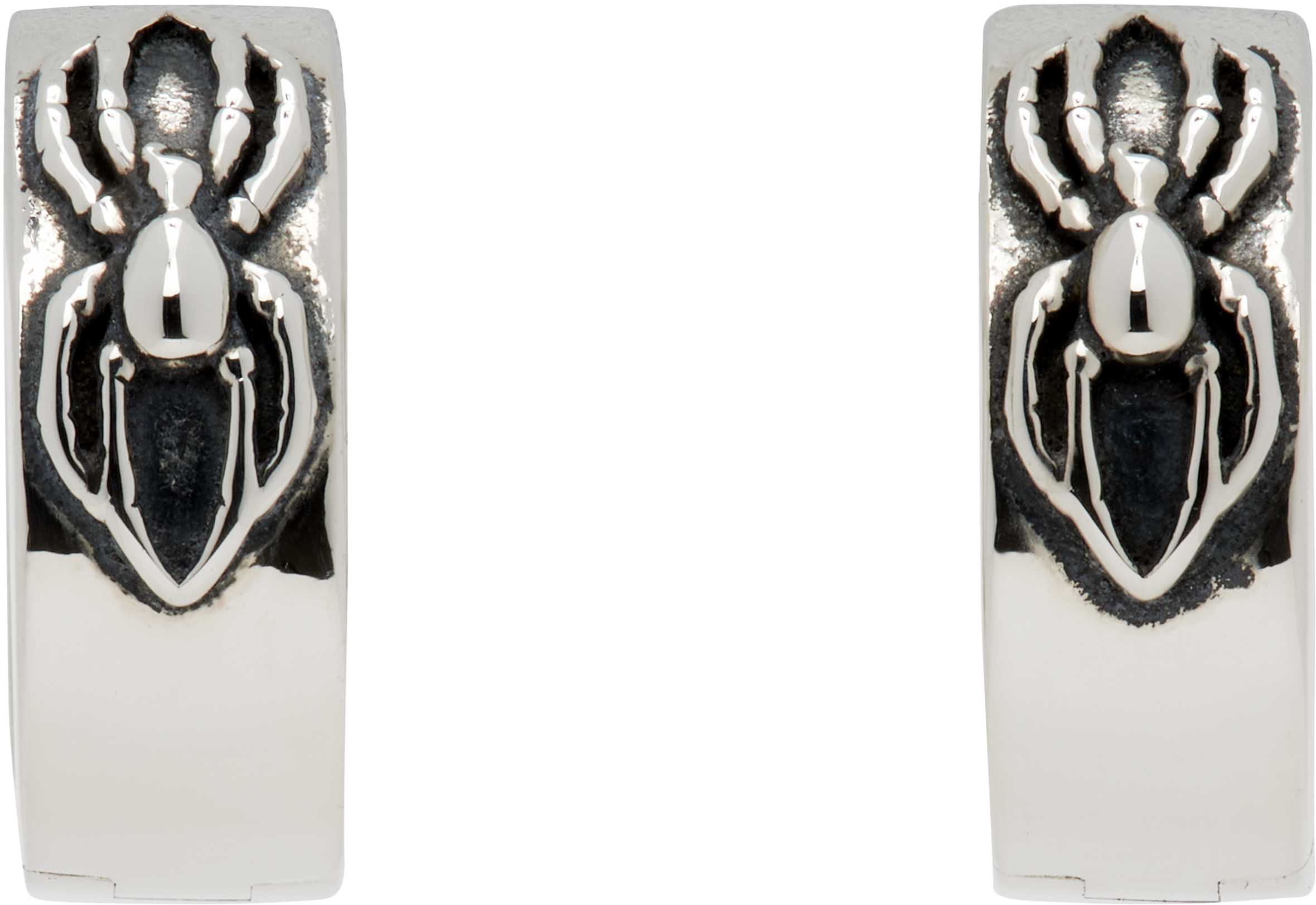 Silver Spider Huggie Earrings