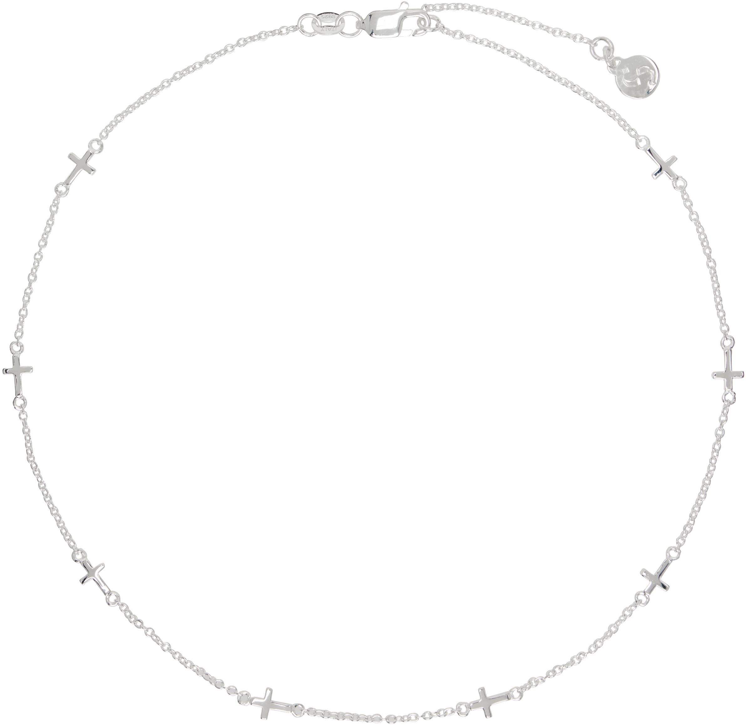 Stolen Girlfriends Club Silver Stolen Cross Choker In Metallic