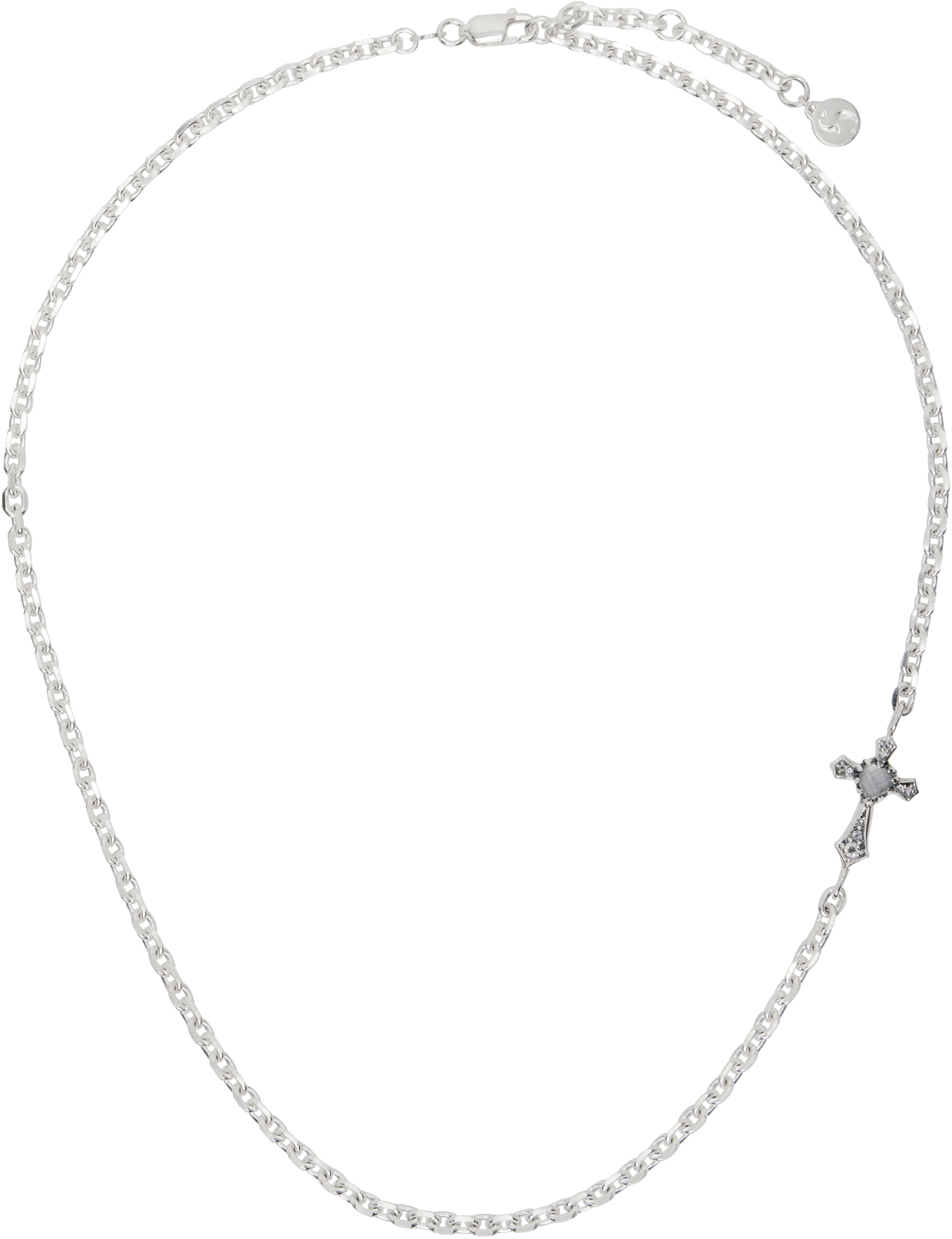 SSENSE Exclusive Silver Gothic Side Cross Necklace