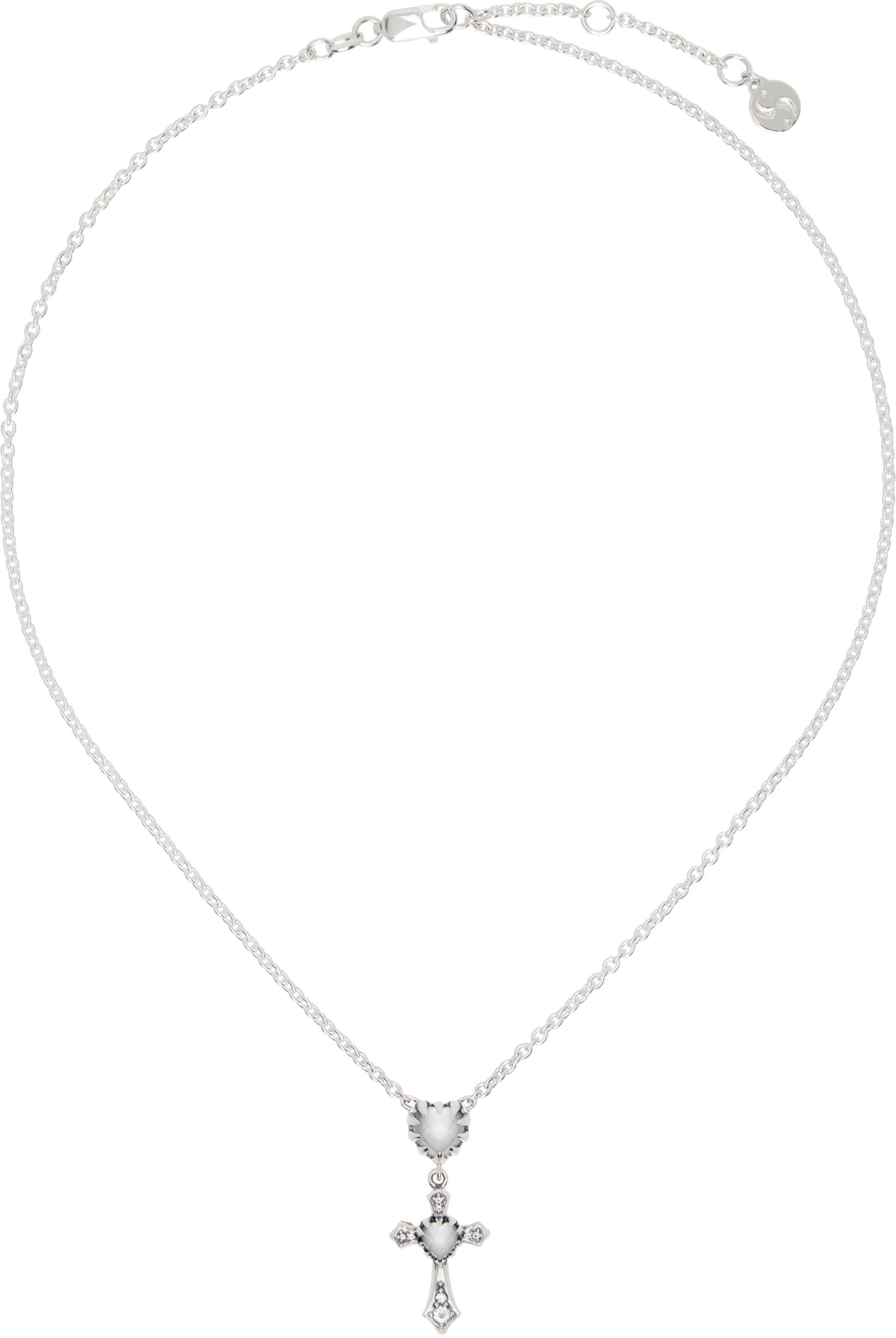 SSENSE Exclusive Silver Gothic Love Drop Necklace