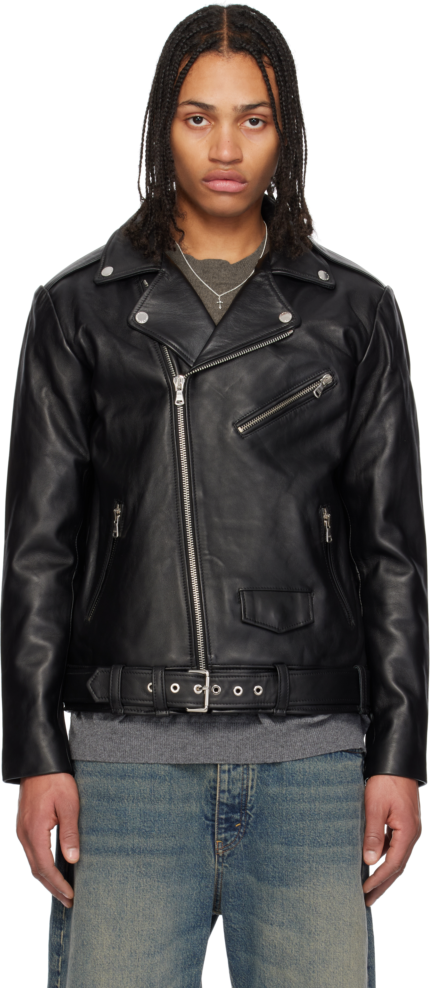 Black Joey Biker Leather Jacket