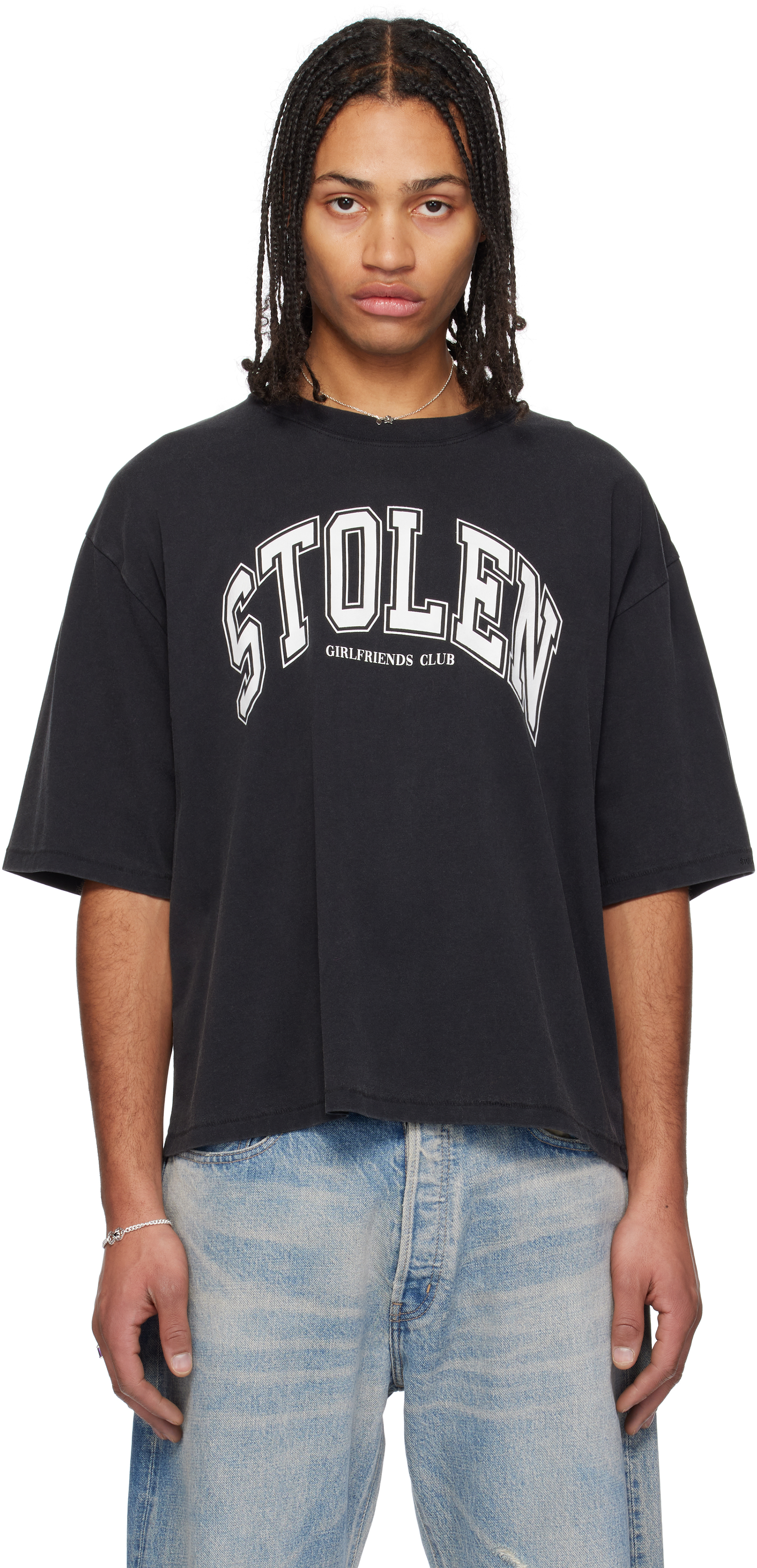 Black 'Stolen' Varsity T-shirt