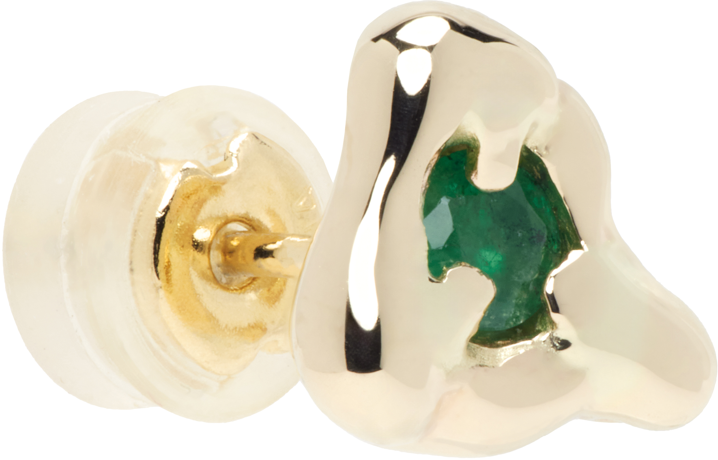 Shop Faris Gold Tash Stud Single Earring In 14k Gold / Emerald