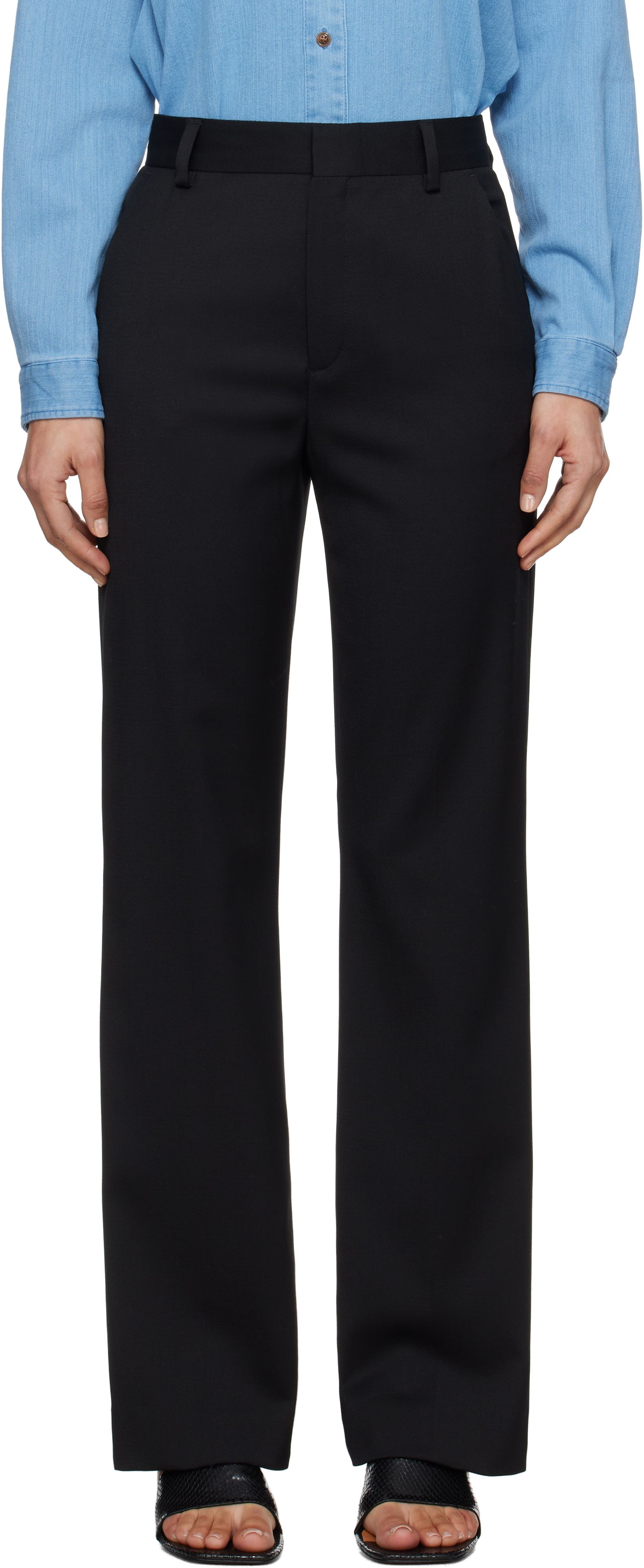Black High Waist Bootcut Trousers by Filippa K on Sale