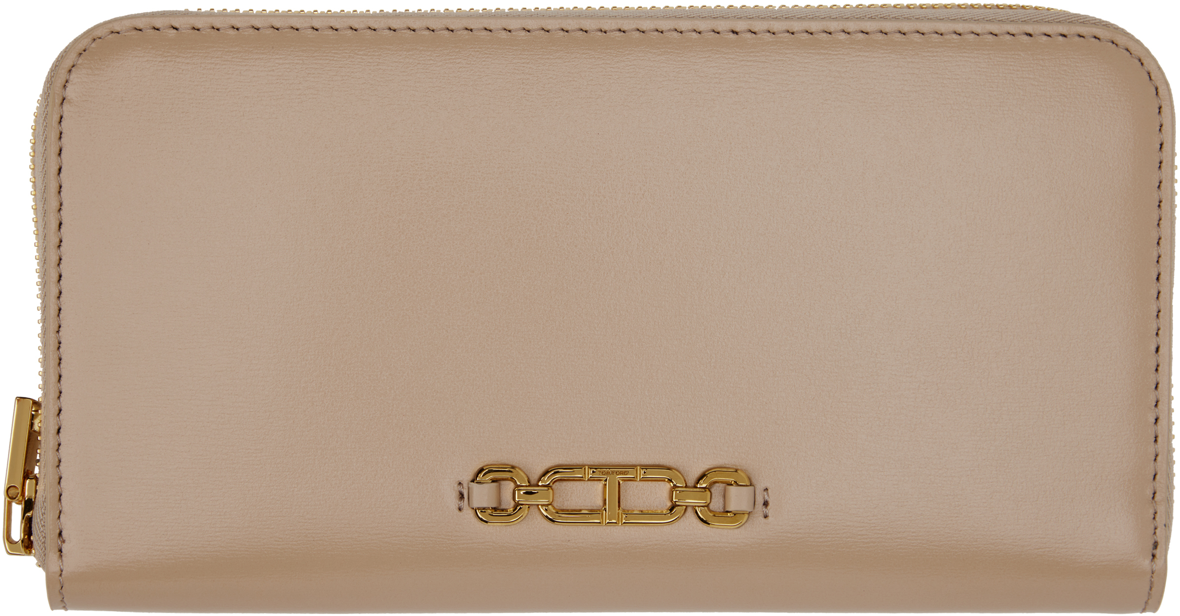 TOM FORDのベージュ レザー ジップアラウンド ウォレットがセール中