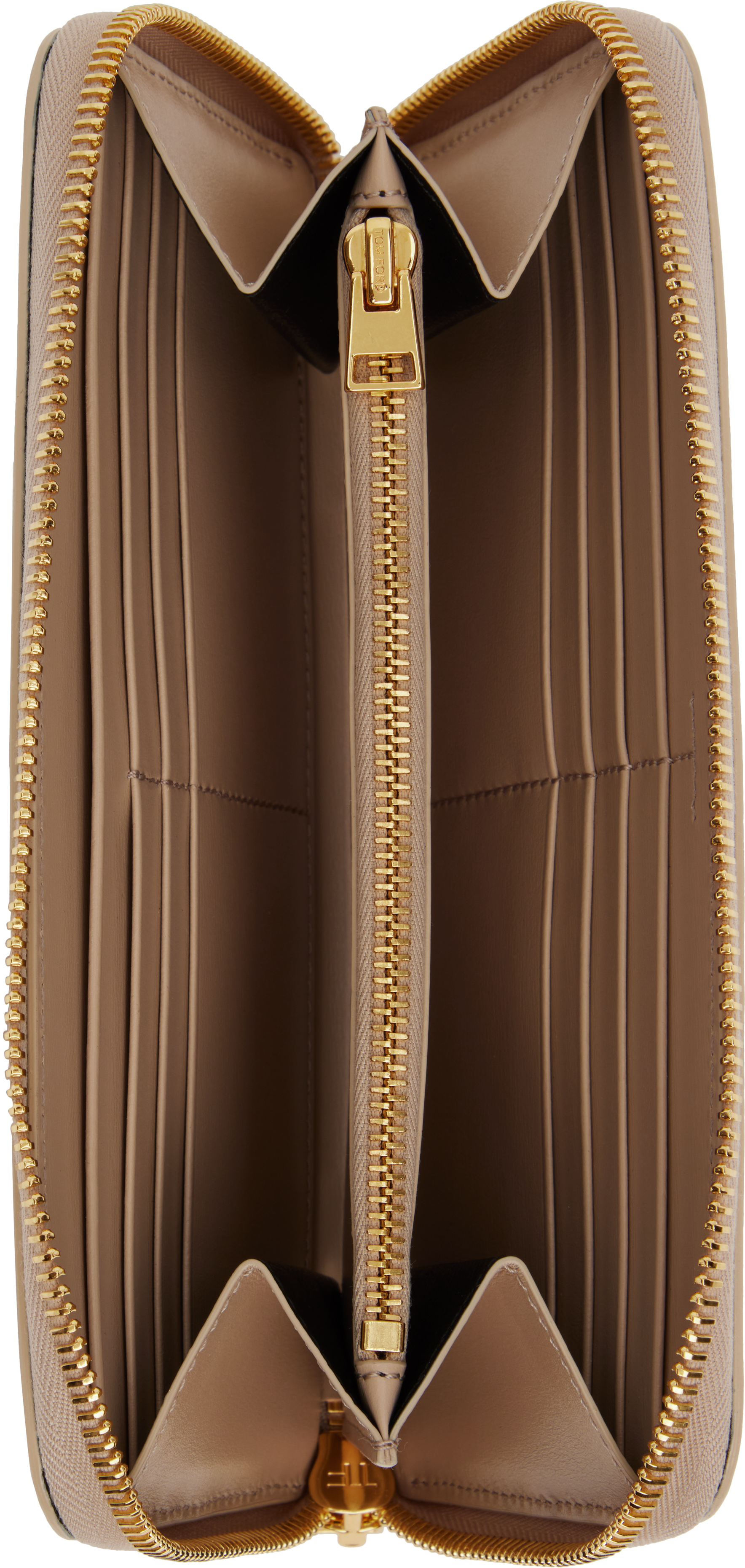 Tom Ford Beige Leather Zip Around Wallet