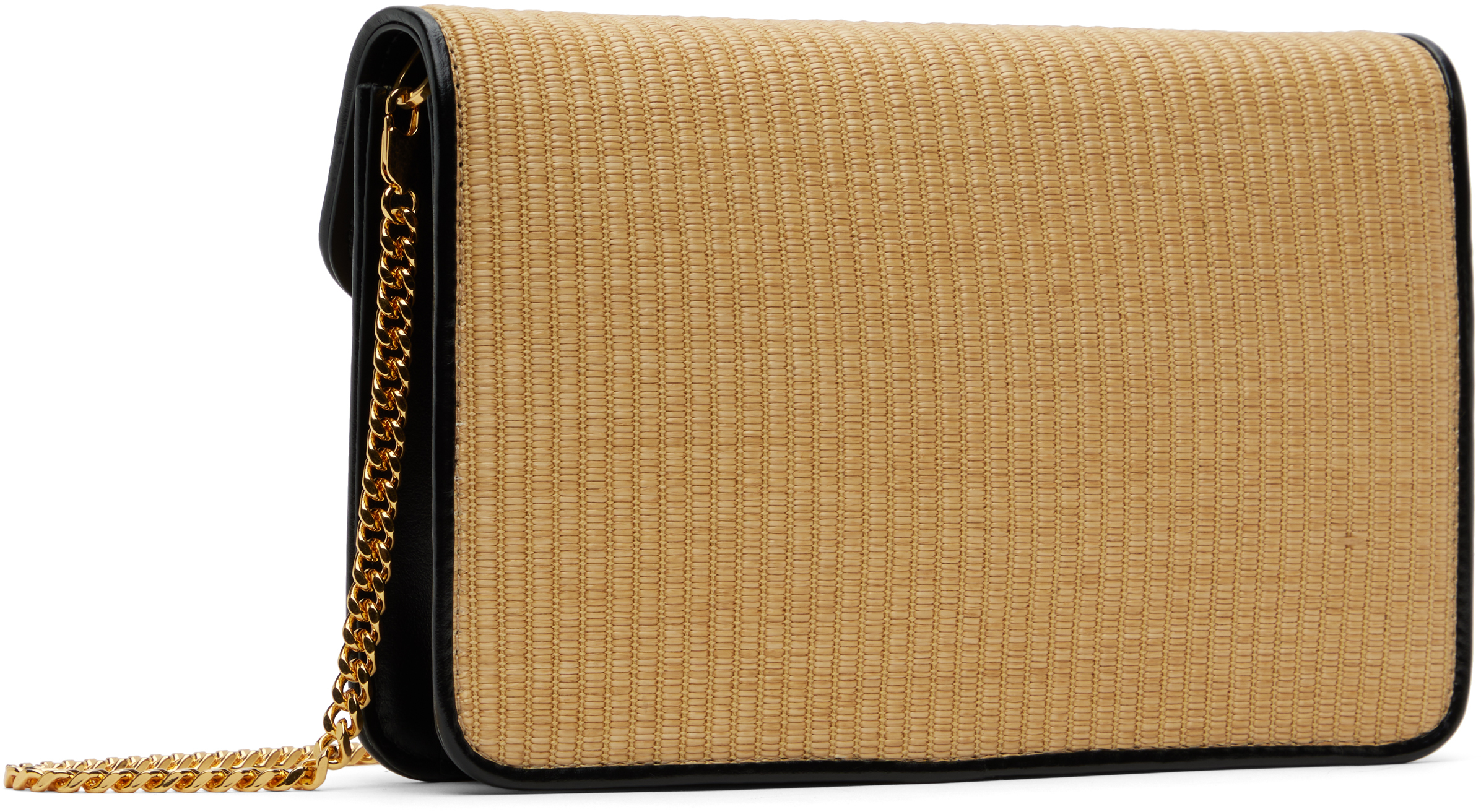 Tom Ford Beige & Black Raffia & Leather Small Shoulder Bag