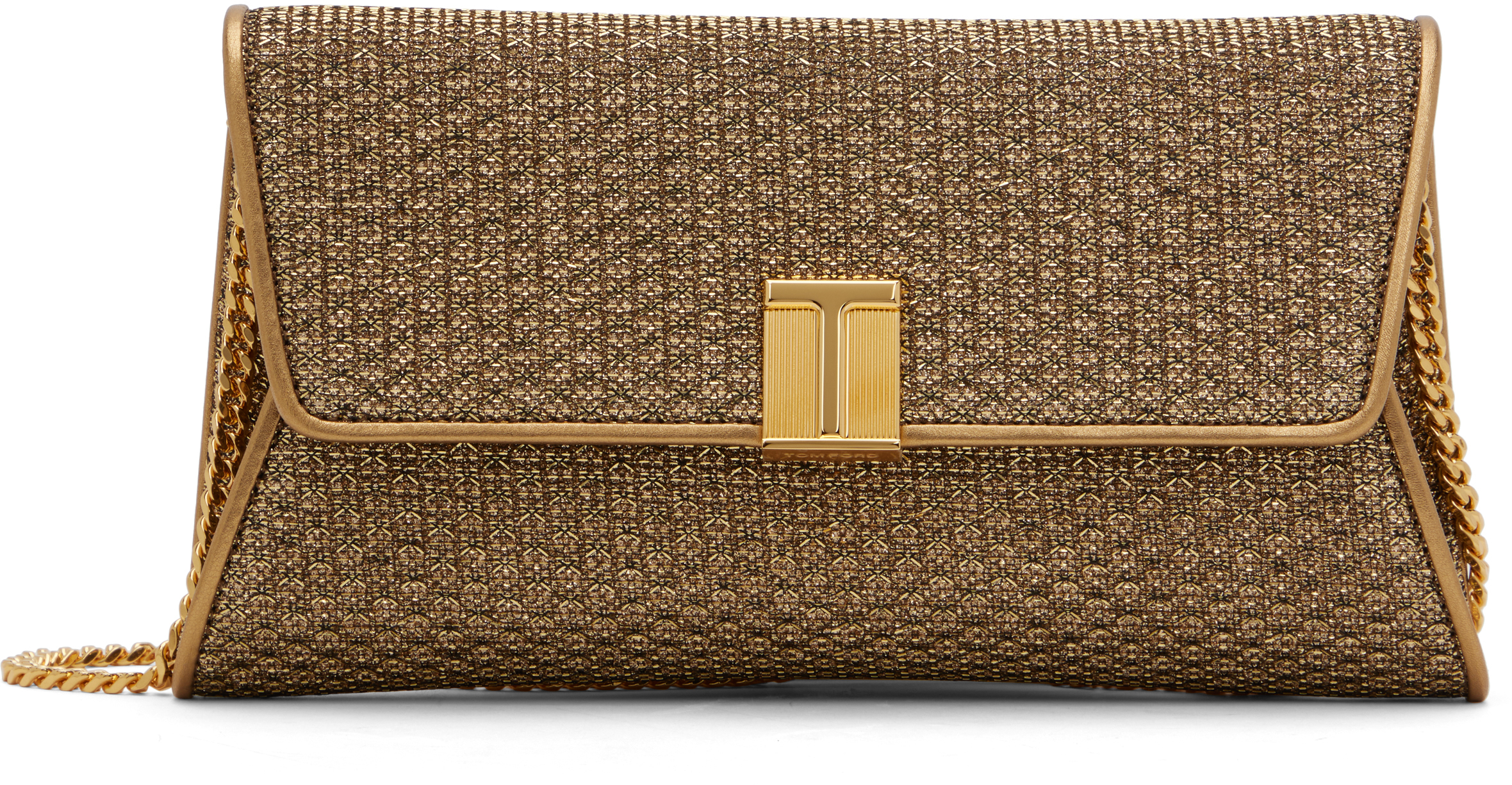 Gold Textured Fabric Nobile Clutch