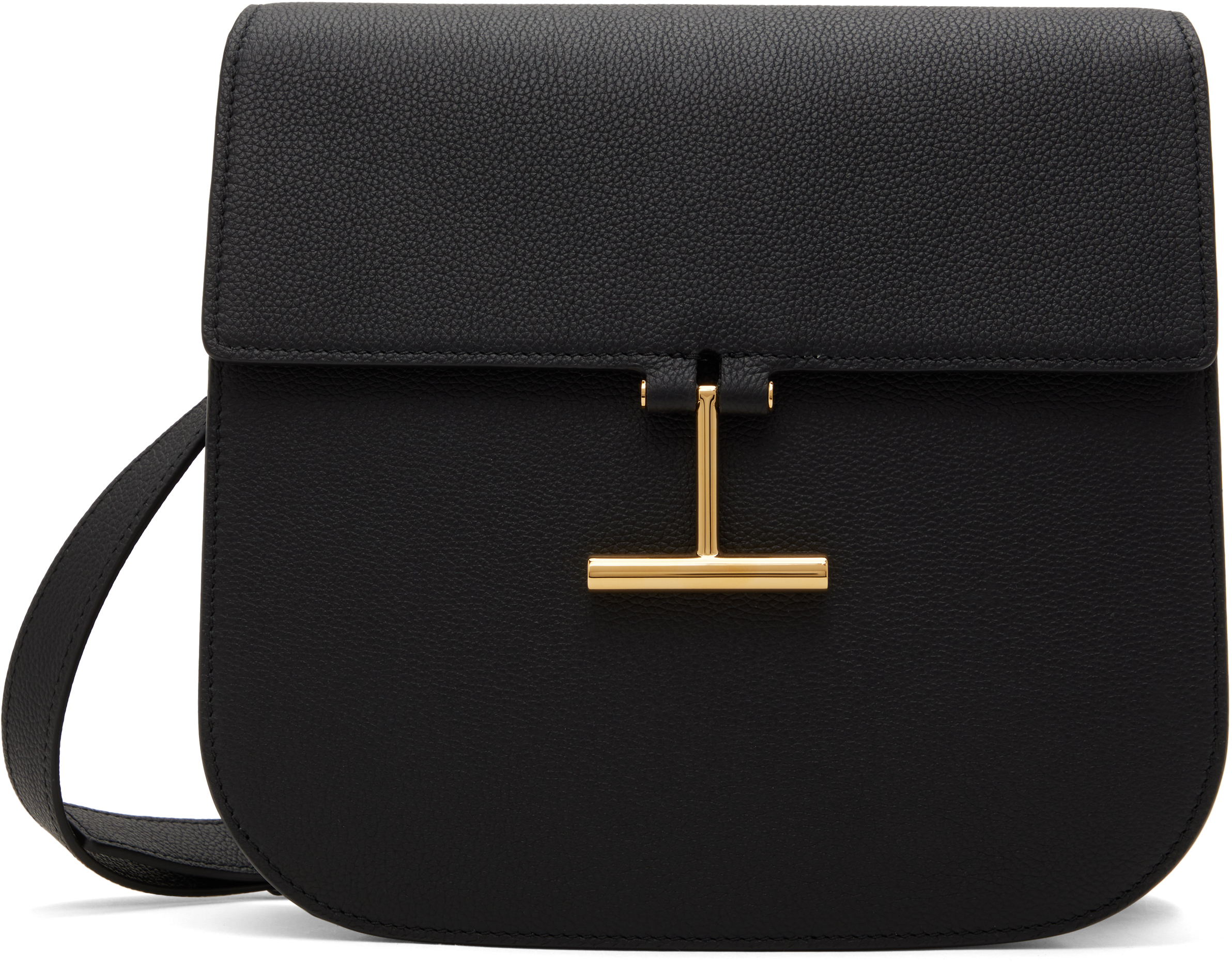 Black Grain Leather Tara Medium Crossbody Bag