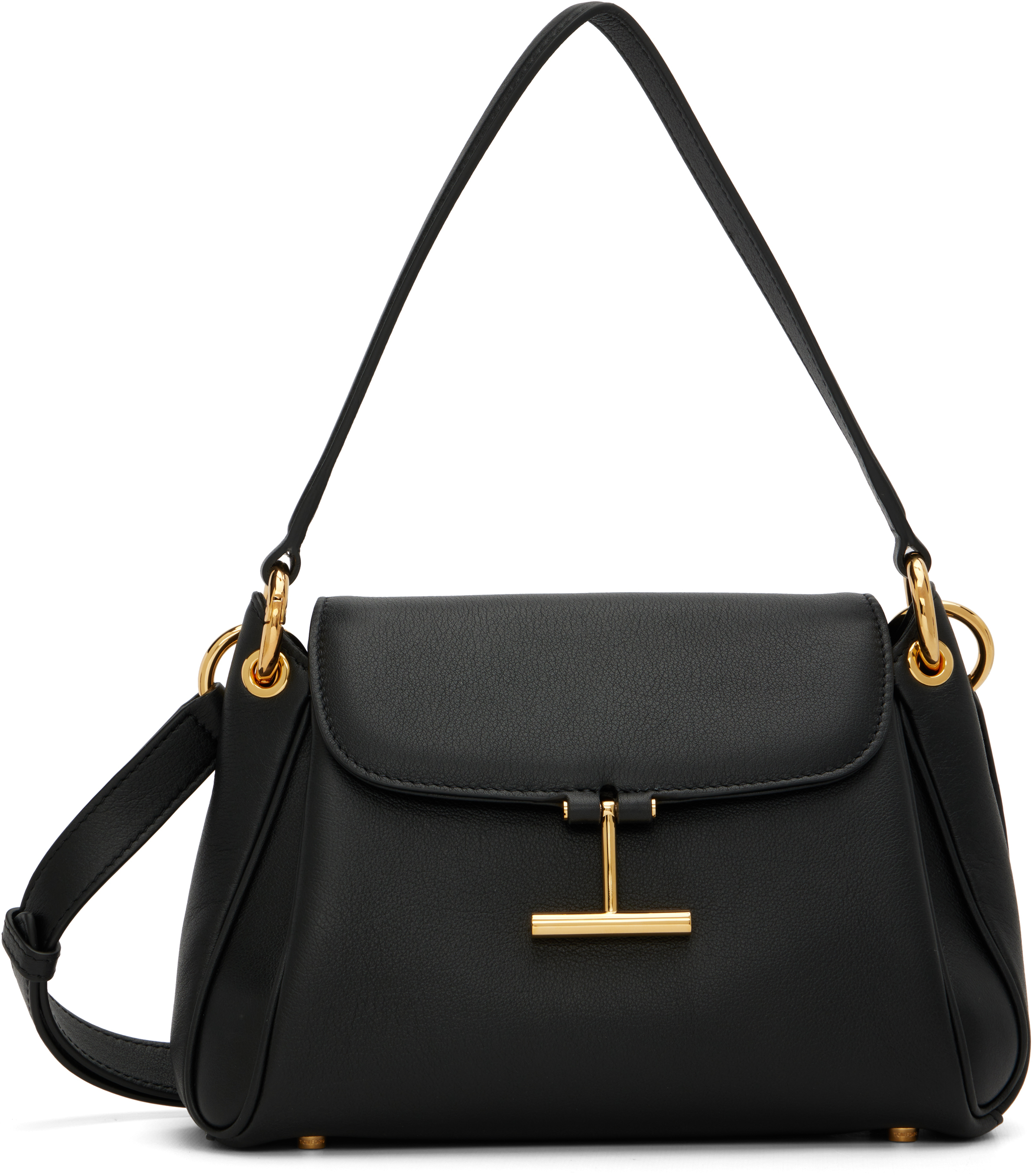 Tom Ford Black Small Natural Grain Leather Tara Bag In Black
