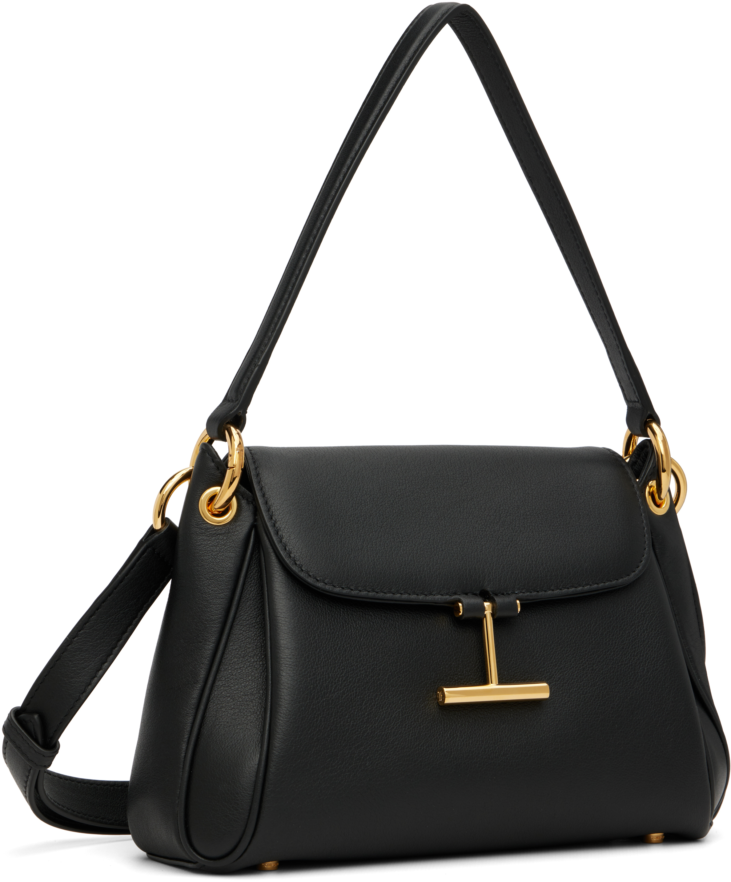Tom Ford Black Small Natural Grain Leather Tara Bag In Black