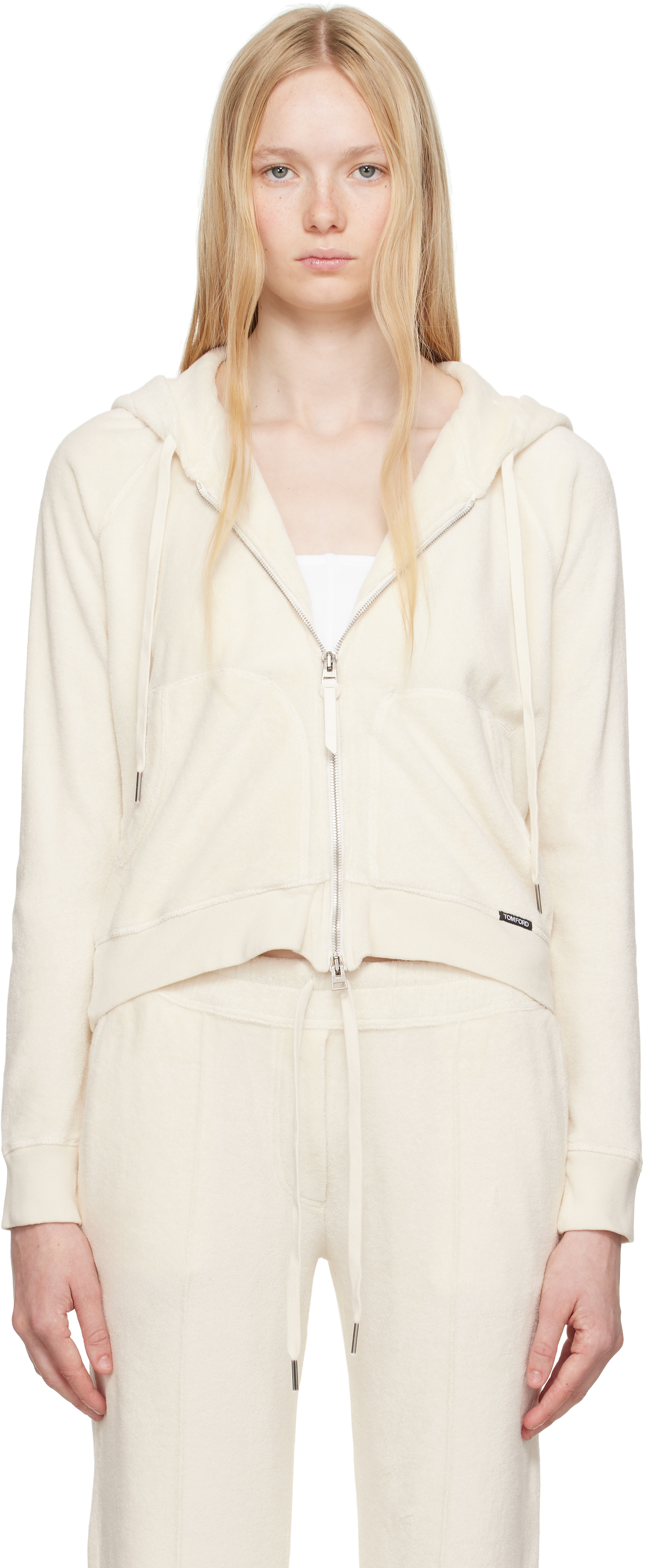 Tom Ford Off-white Terrycloth Zip Hoodie