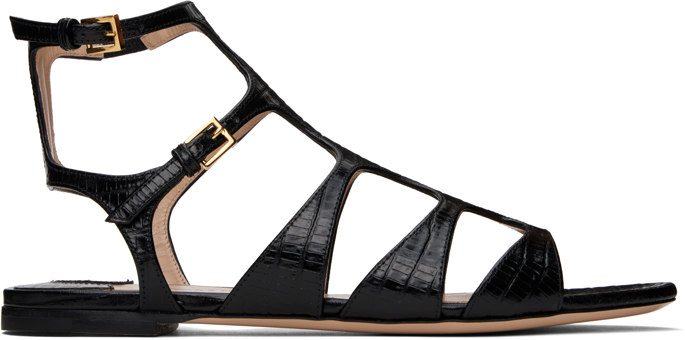 Black Printed Tejus Sandals