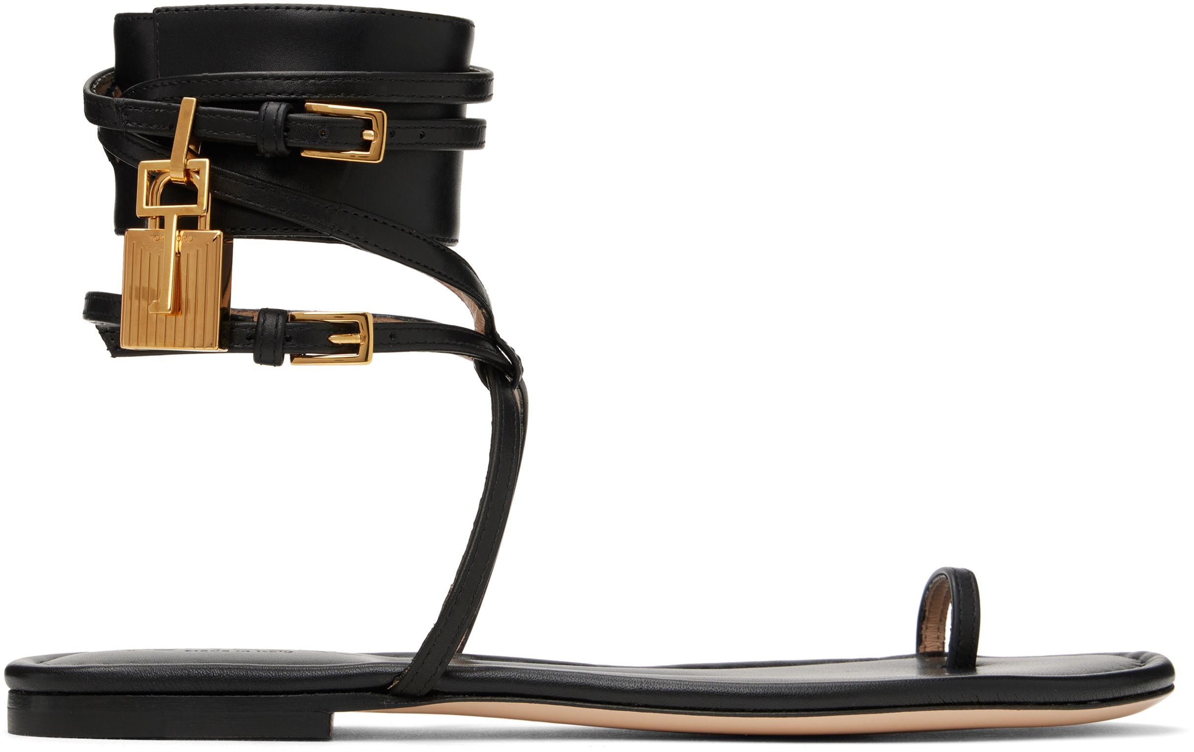 サンダル TOM FORD Calf Leather Sandals Black Leather thong sandals in black - Tom Ford | Mytheresa