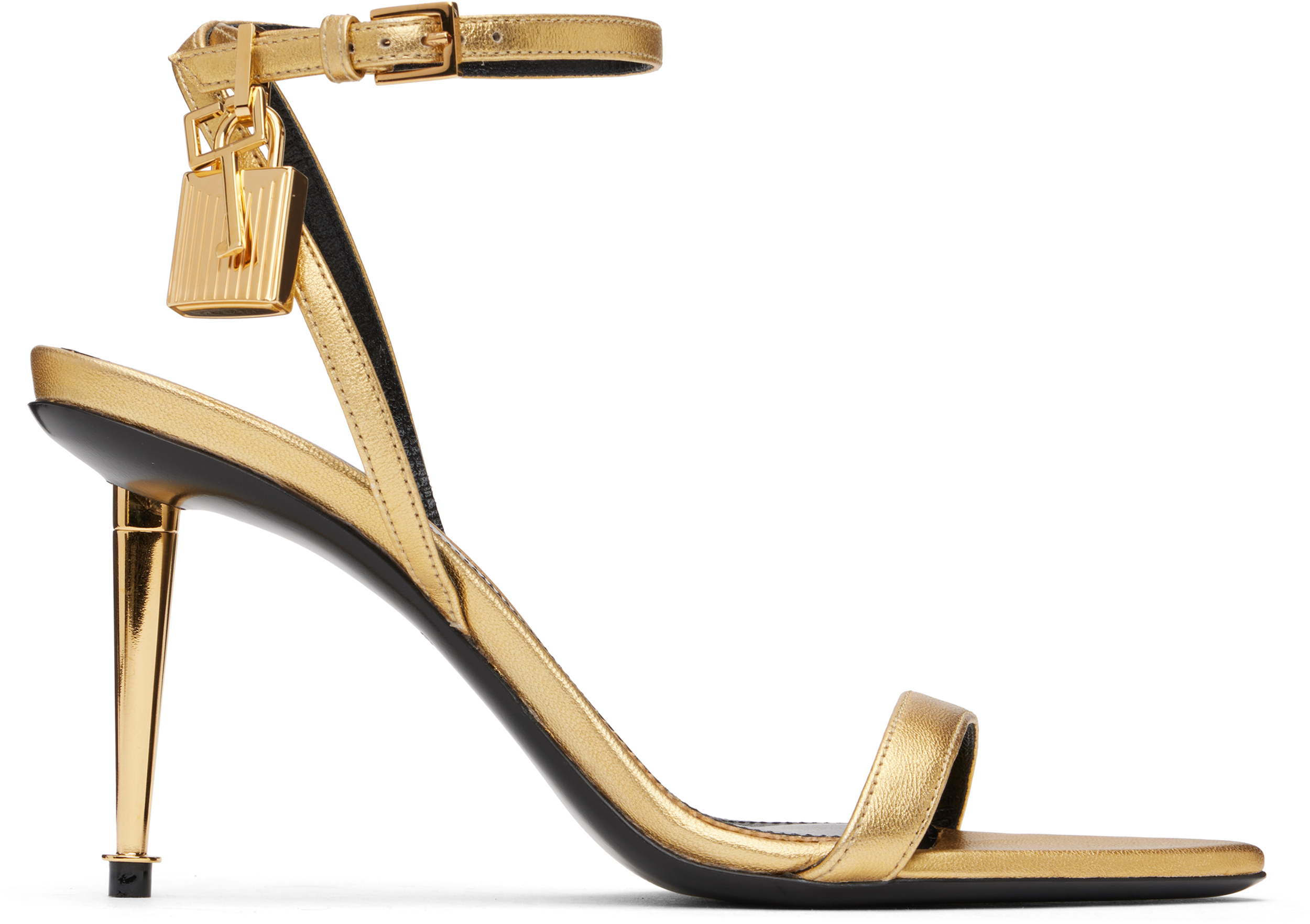 サンダル・ミュール TOM FORD PADLOCK POINTY SANDALS IN SMOOTH LEATHER SHINY LEATHER PADLOCK POINTY NAKED SANDAL | Tom Ford Fashion