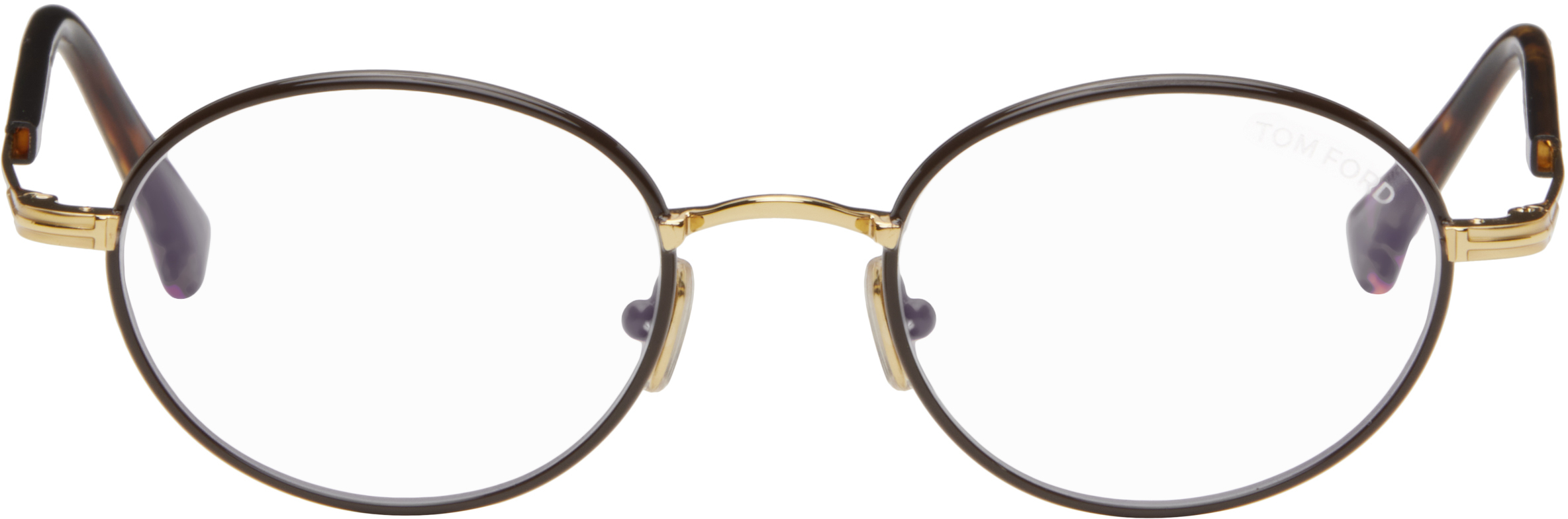 Gold Round Blue Block Glasses