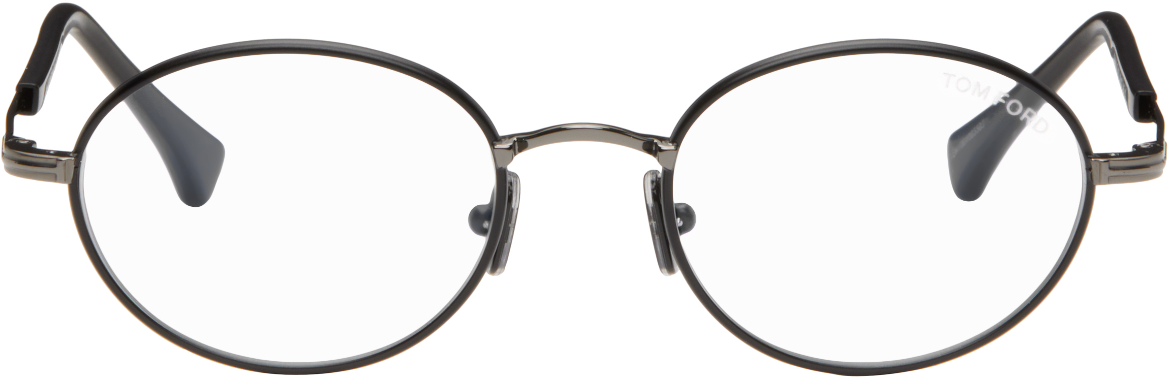 Gunmetal Round Blue Block Glasses